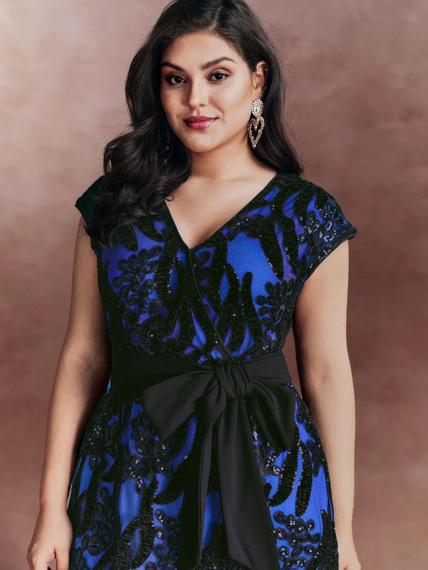 Sequin Mesh Belted Waist Mini Dress - Image 9