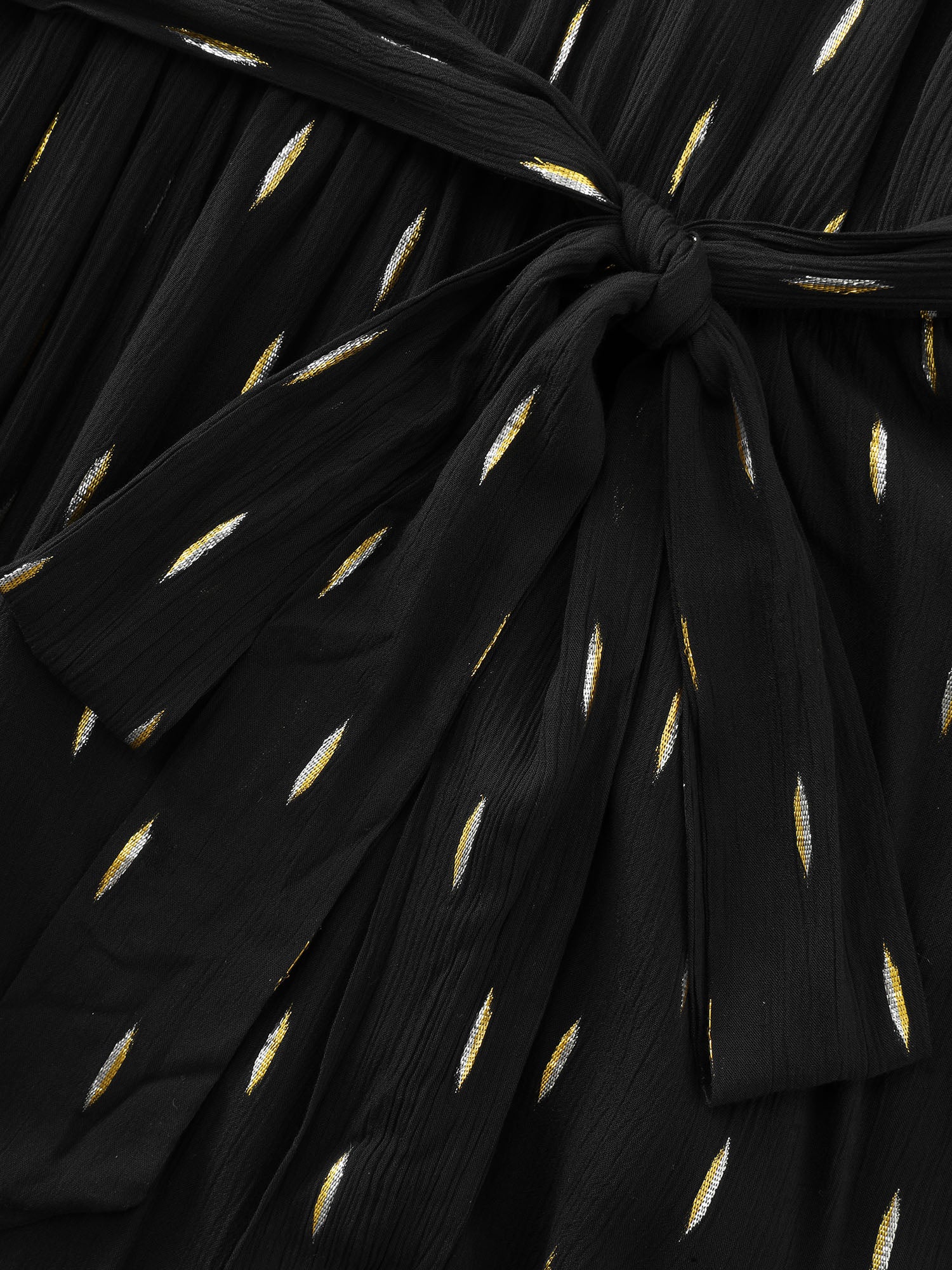 Sequin Neckline Textured Waist-Tie Mini Dress - Image 5