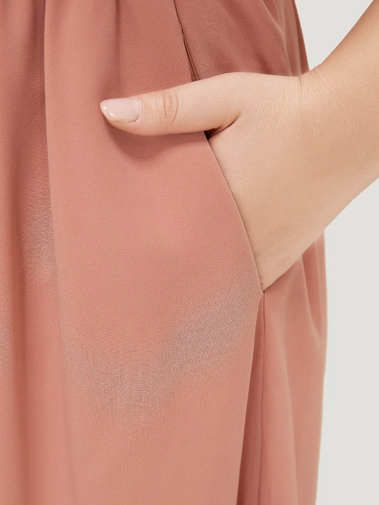 Sequin Patchwork Belted Flutter Hem Midi Dress - Image 7