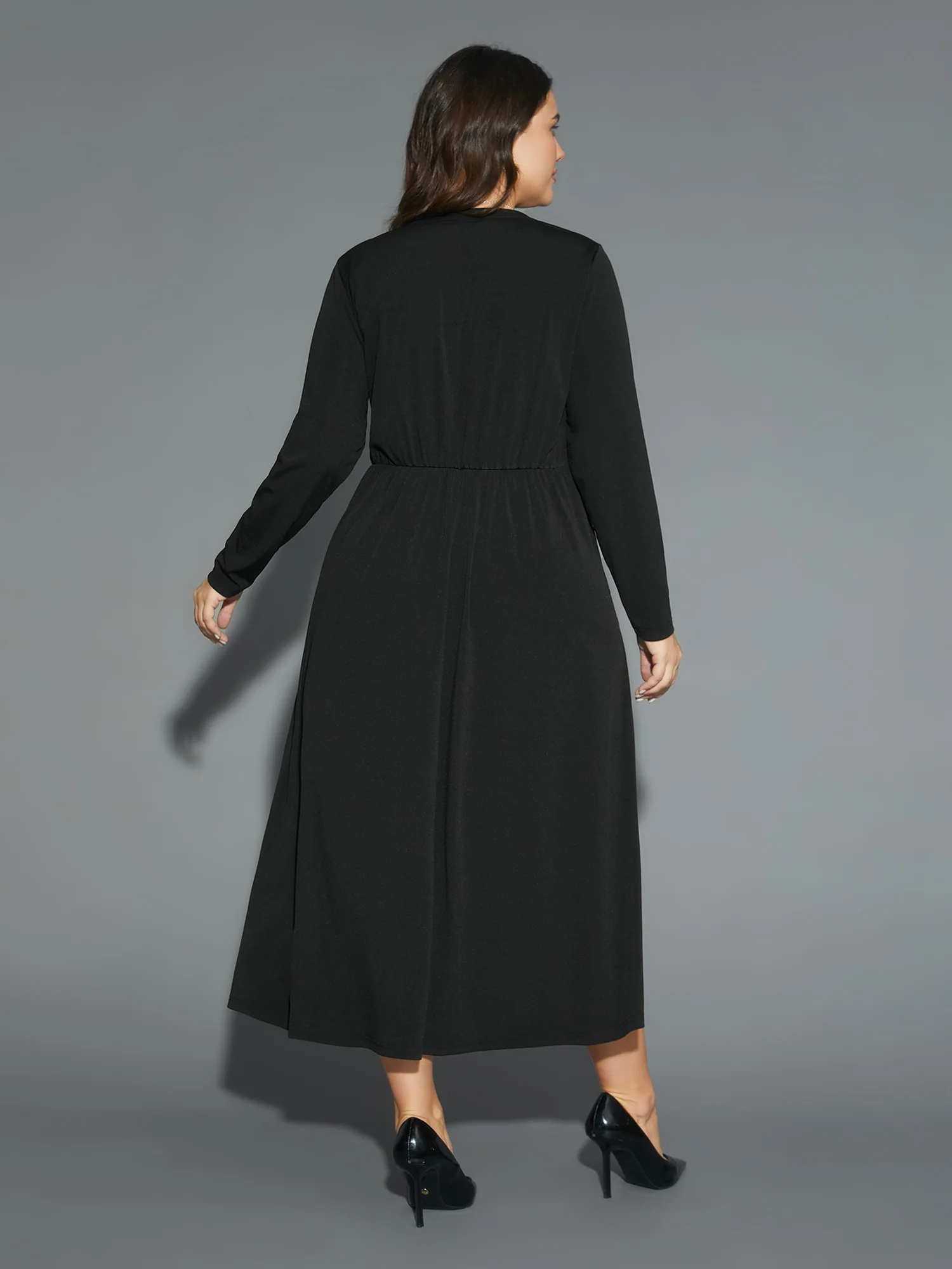 Sequin Patchwork Elastic Waist Midi Dress - Image 4