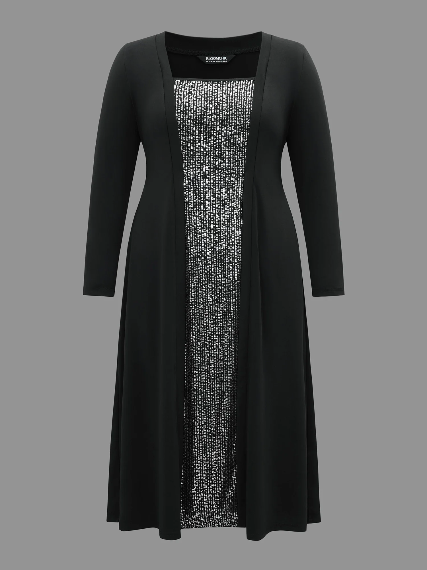 Sequin Patchwork Elastic Waist Midi Dress - Image 7