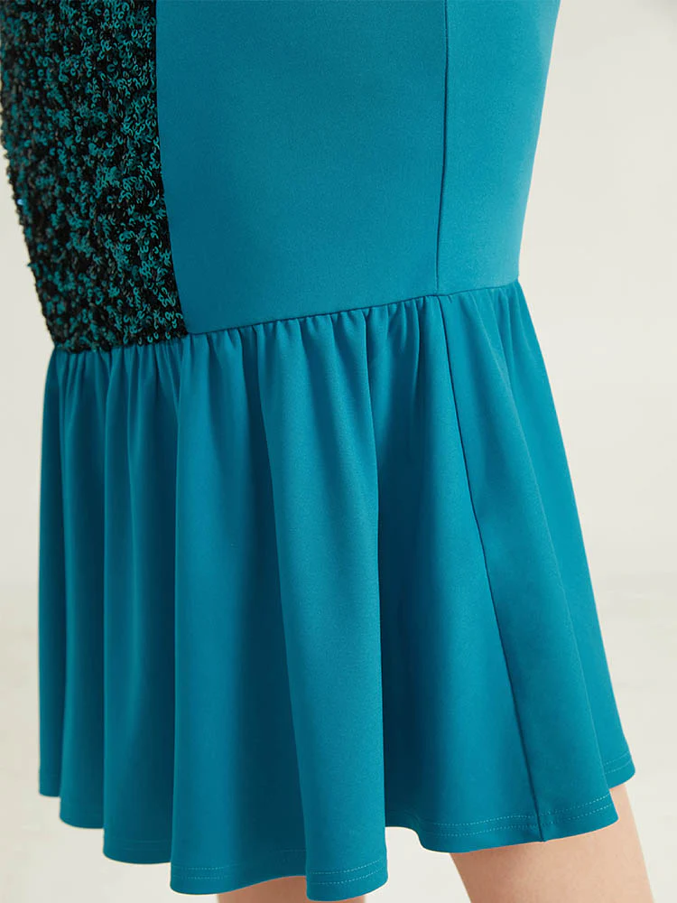 Halloween Sequin Patchwork Mermaid Hem Dress - Image 6