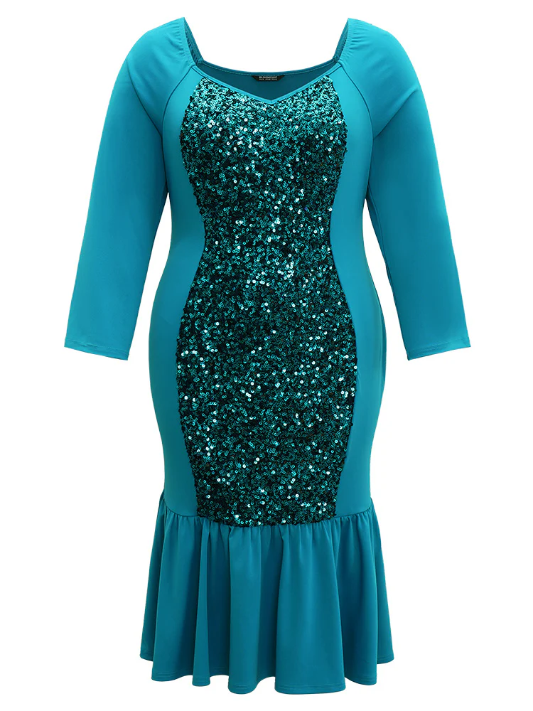 Halloween Sequin Patchwork Mermaid Hem Dress - Image 7