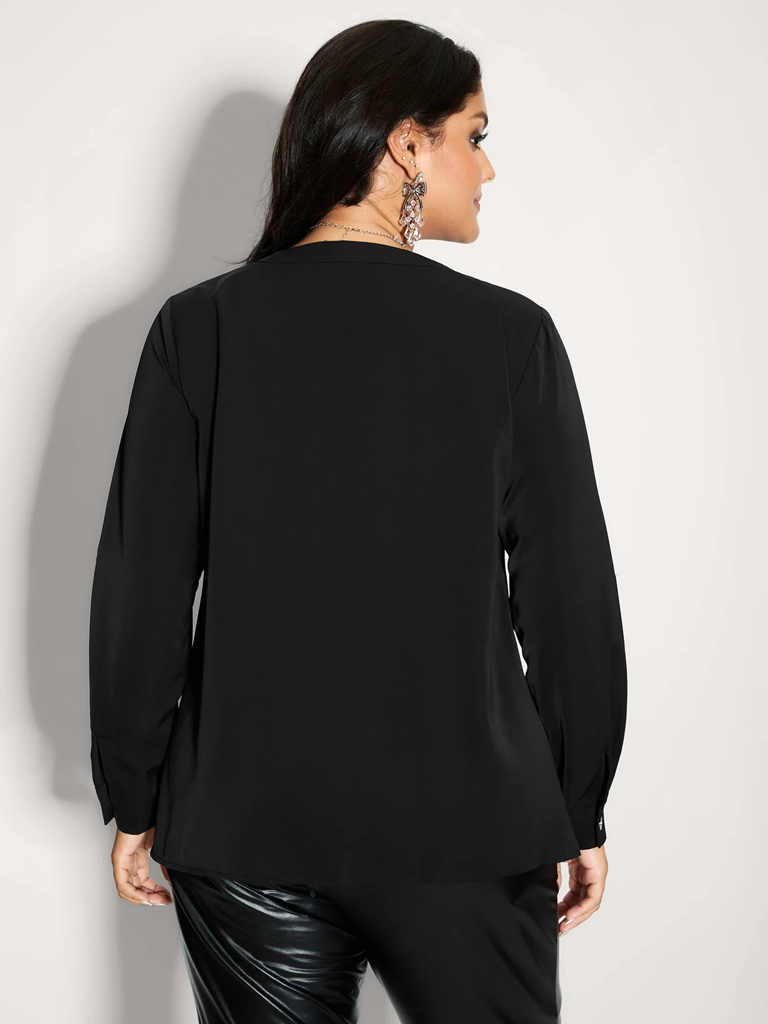 Sequin Pocket Spliced Button Shirt - Image 3