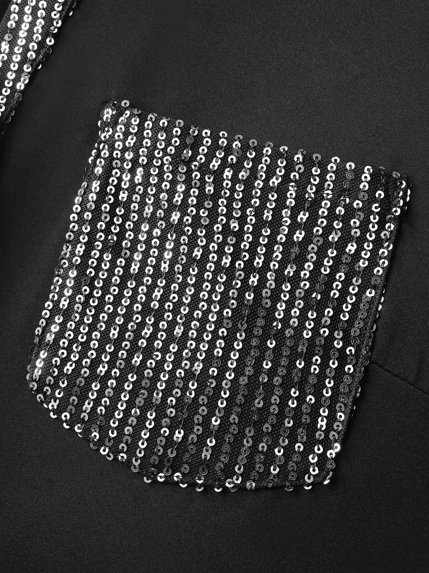 Sequin Pocket Spliced Button Shirt - Image 6