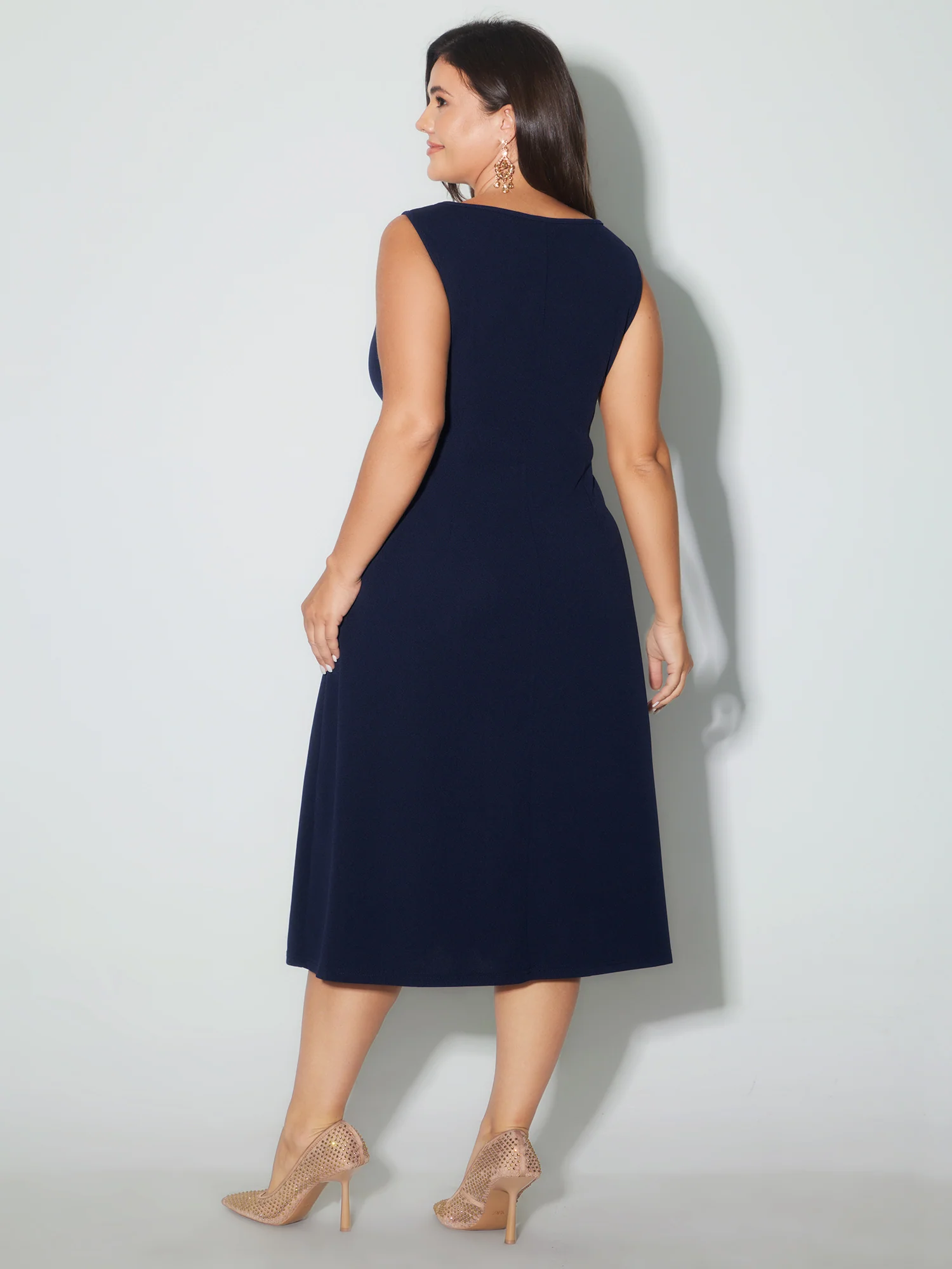 Sequin Sheer Neckline Cut-Out Midi Dress - Image 4