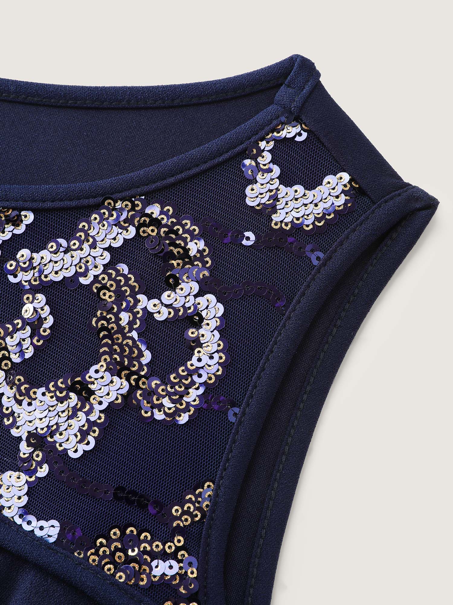 Sequin Sheer Neckline Cut-Out Midi Dress - Image 5