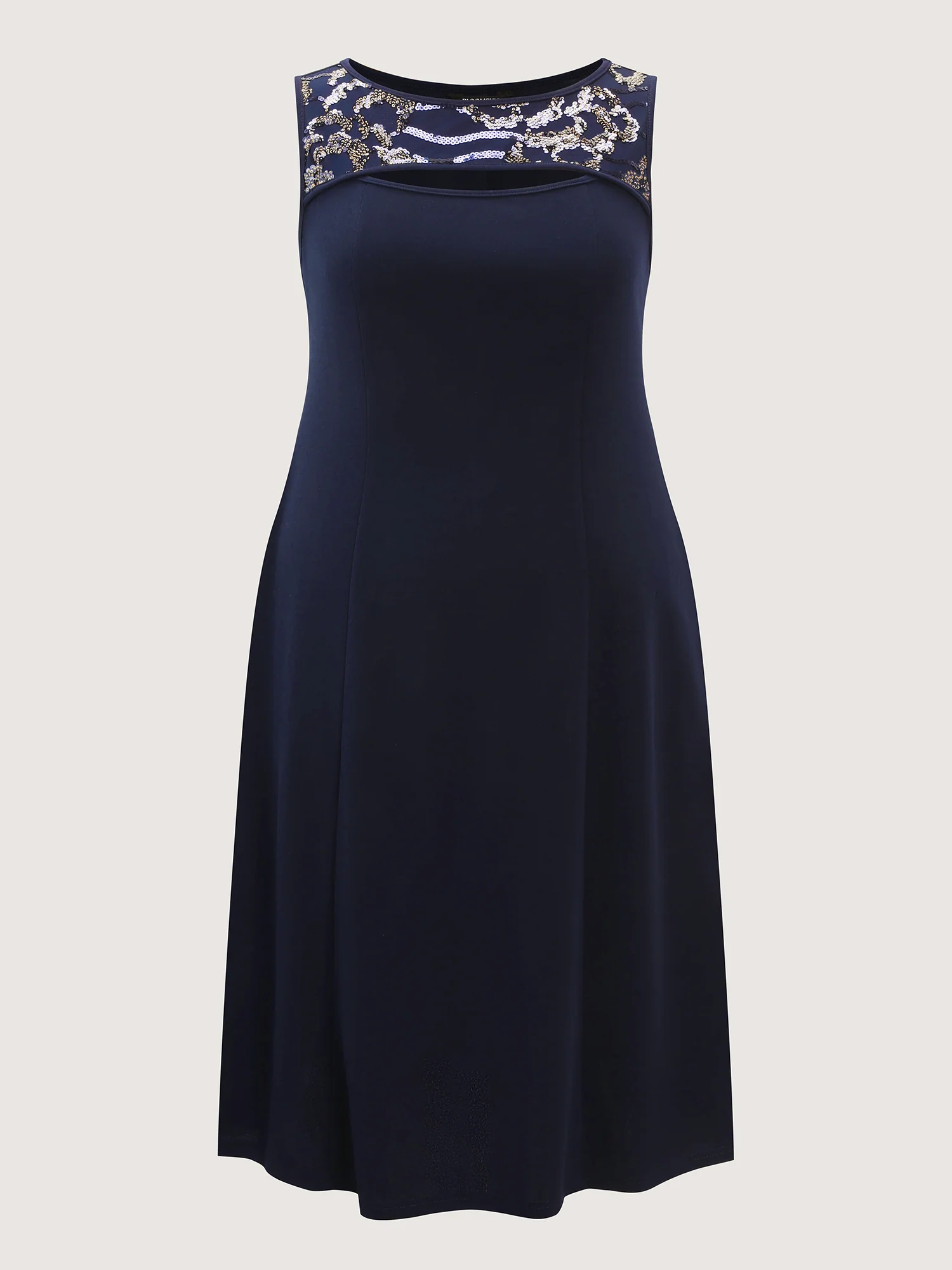 Sequin Sheer Neckline Cut-Out Midi Dress - Image 7