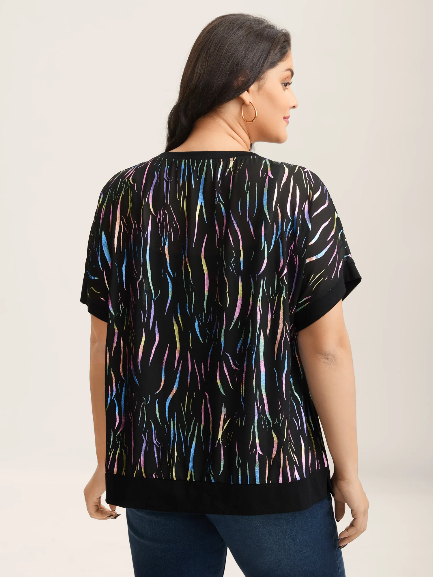 Sequin Silver Gold Round Neck Knit Top - Image 3