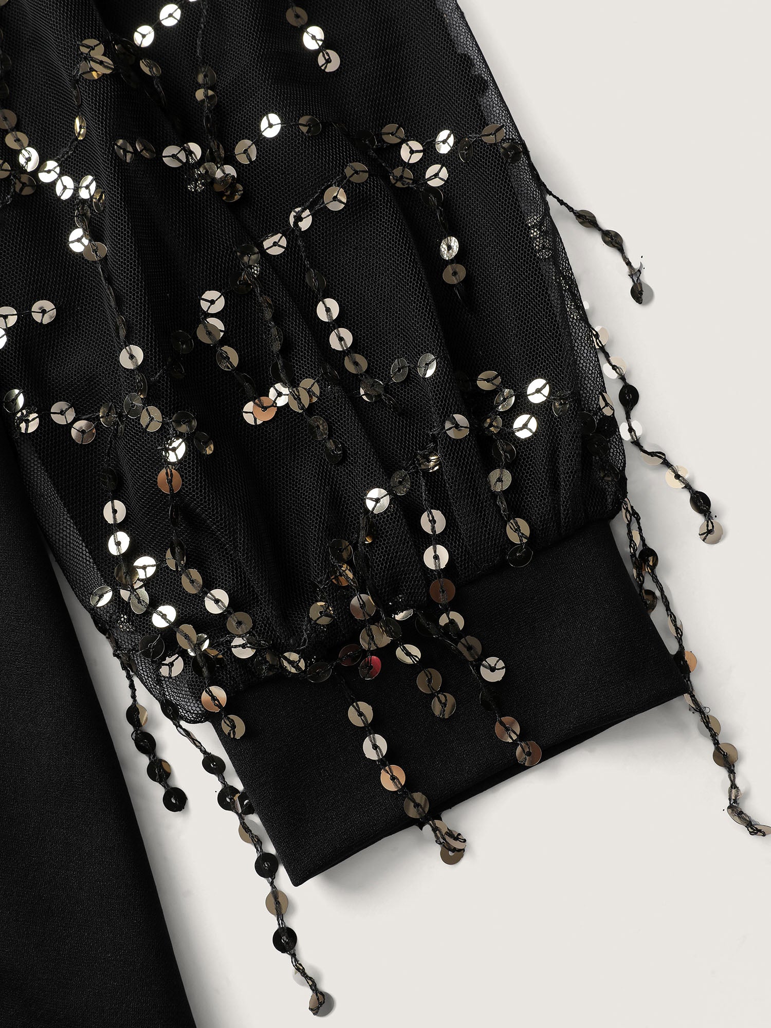 Sequin Sleeve Cut-Out Neck Top - Image 6