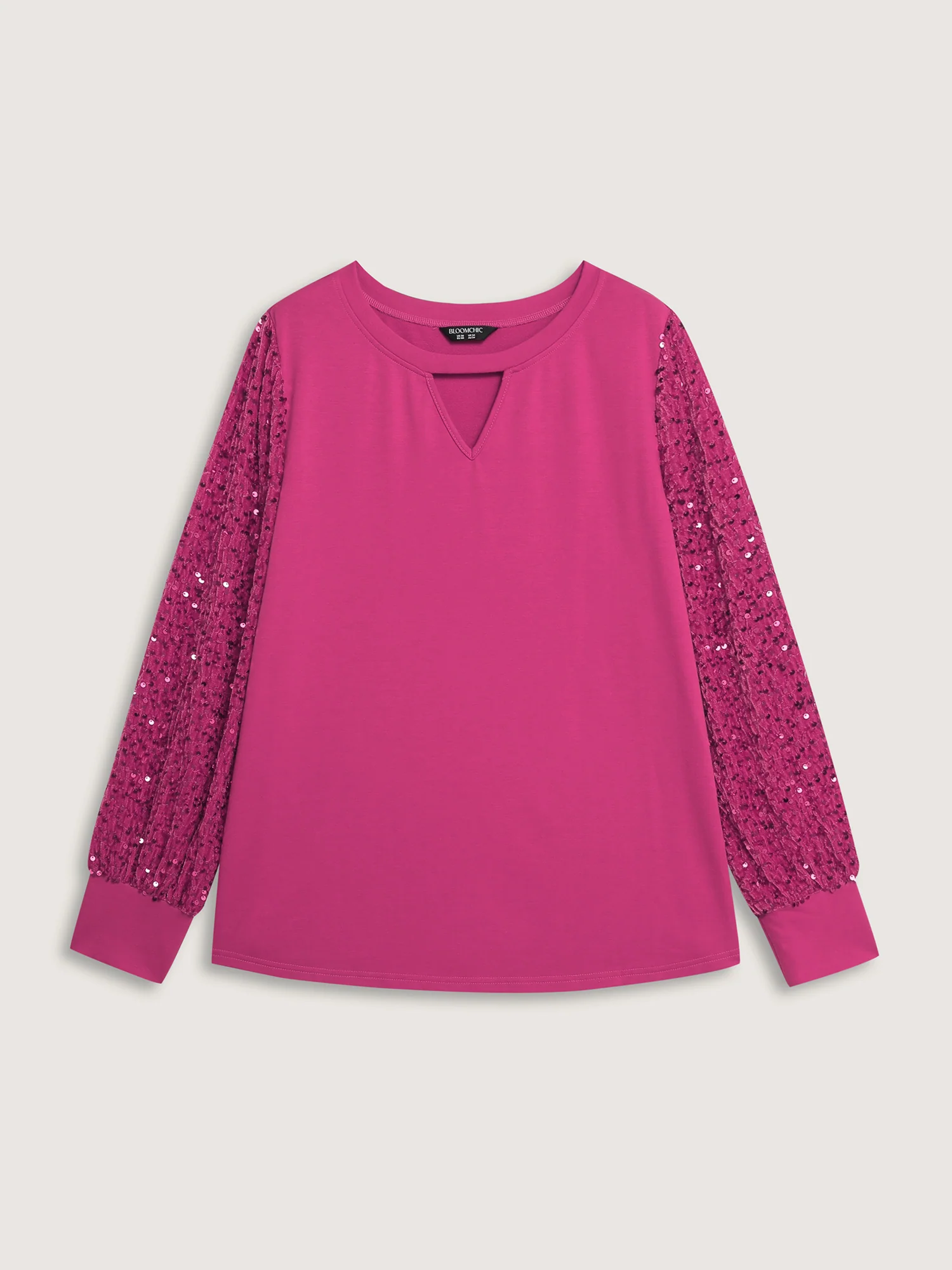 Sequin Spliced Cut-Out Neck Sweatshirt - Image 6
