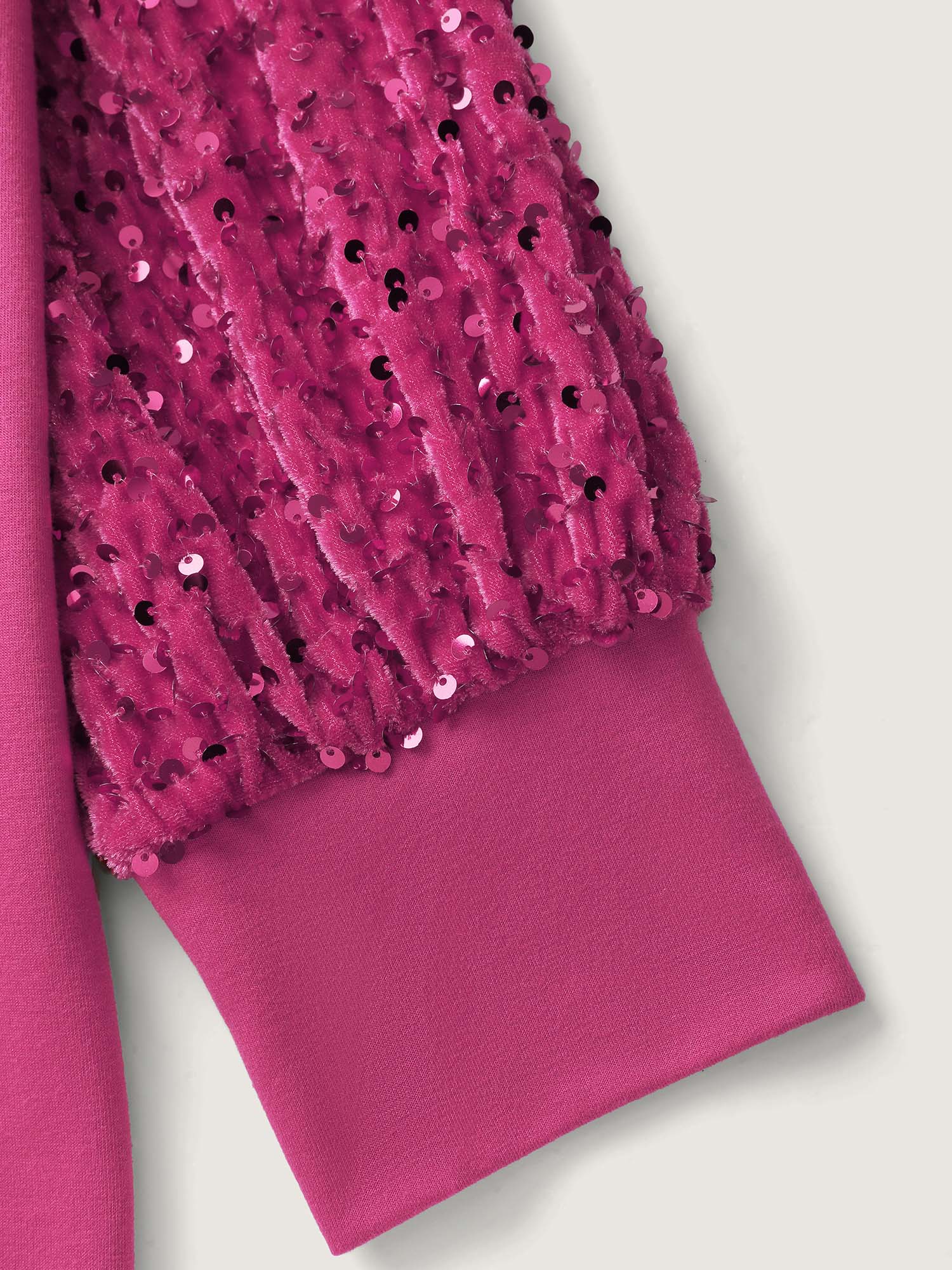 Sequin Spliced Cut-Out Neck Sweatshirt - Image 7