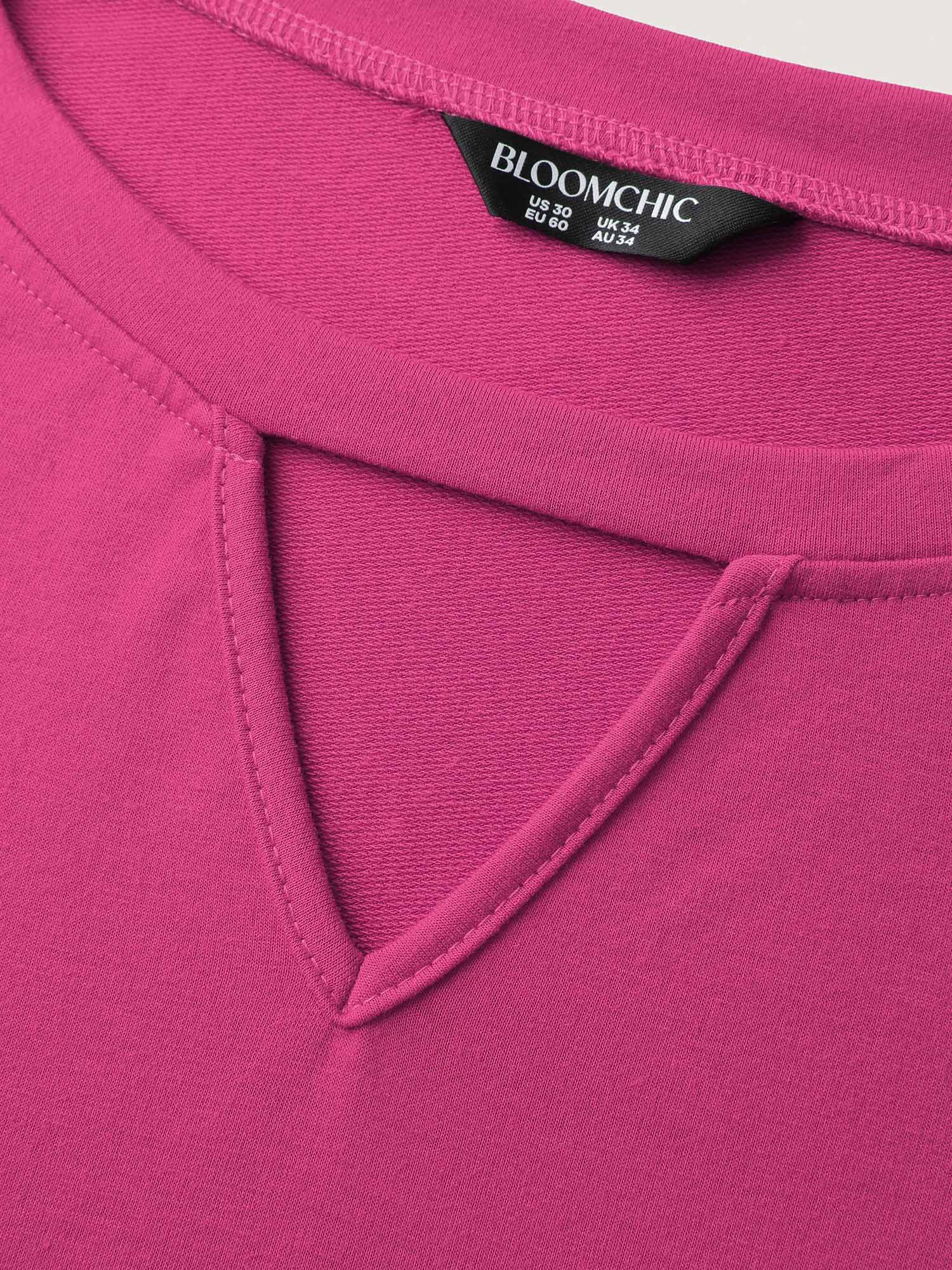 Sequin Spliced Cut-Out Neck Sweatshirt - Image 8