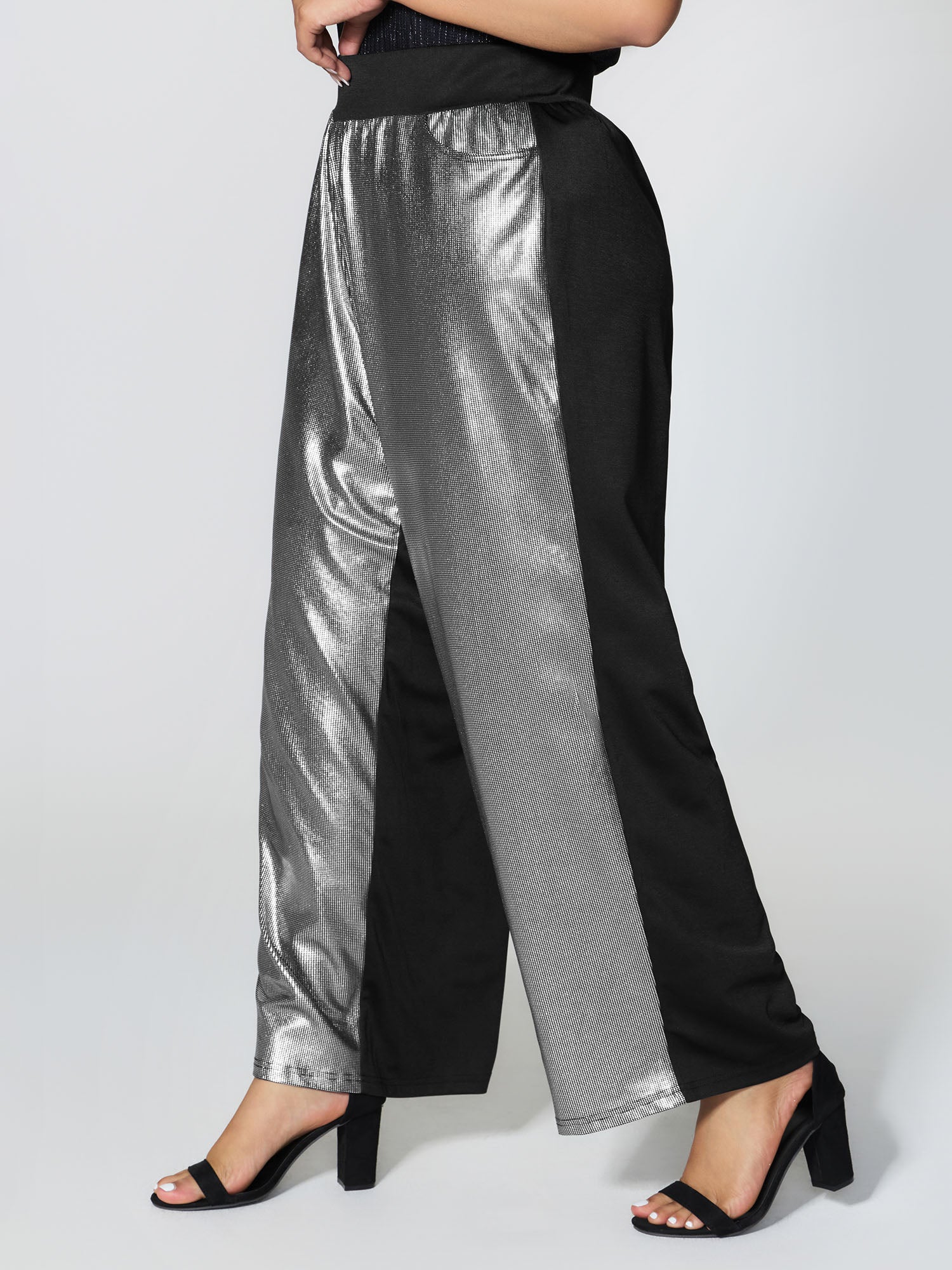 Sequin Stretchy Color Contrast Pants - Image 3