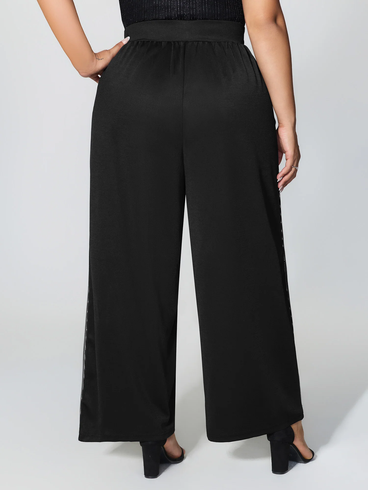 Sequin Stretchy Color Contrast Pants - Image 5