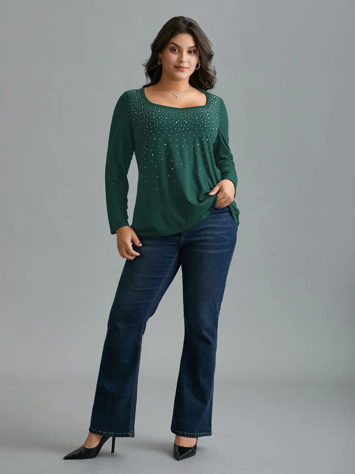 Sequin Stretchy Long Sleeve T-shirt - Image 10
