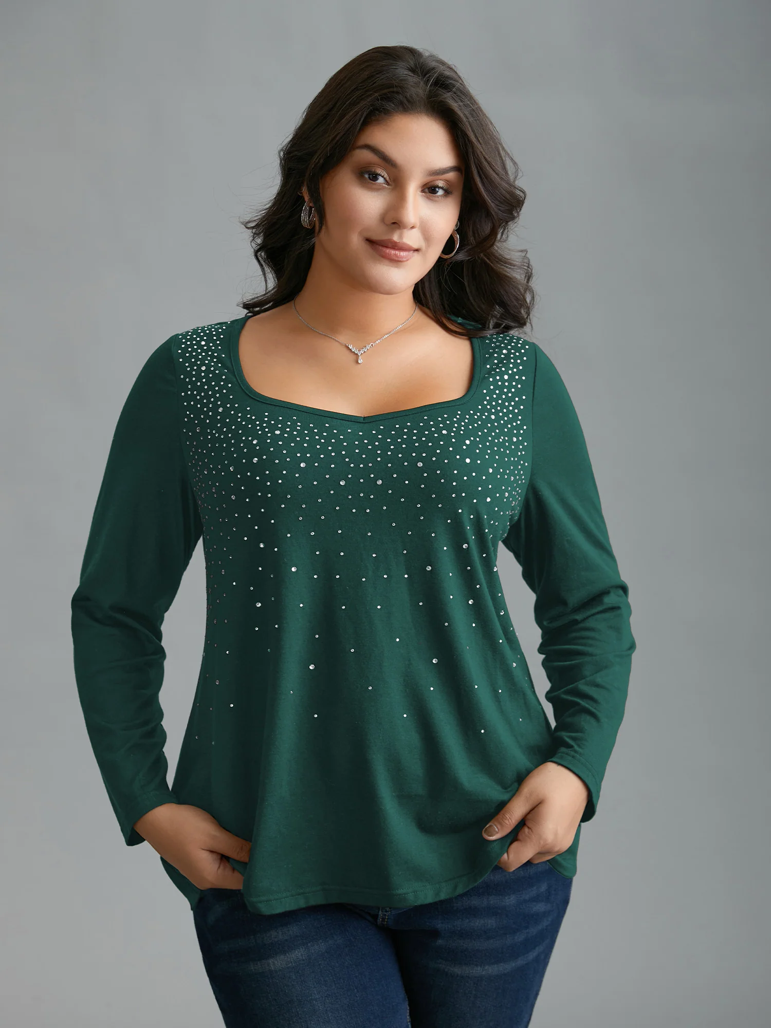 Sequin Stretchy Long Sleeve T-shirt - Image 7