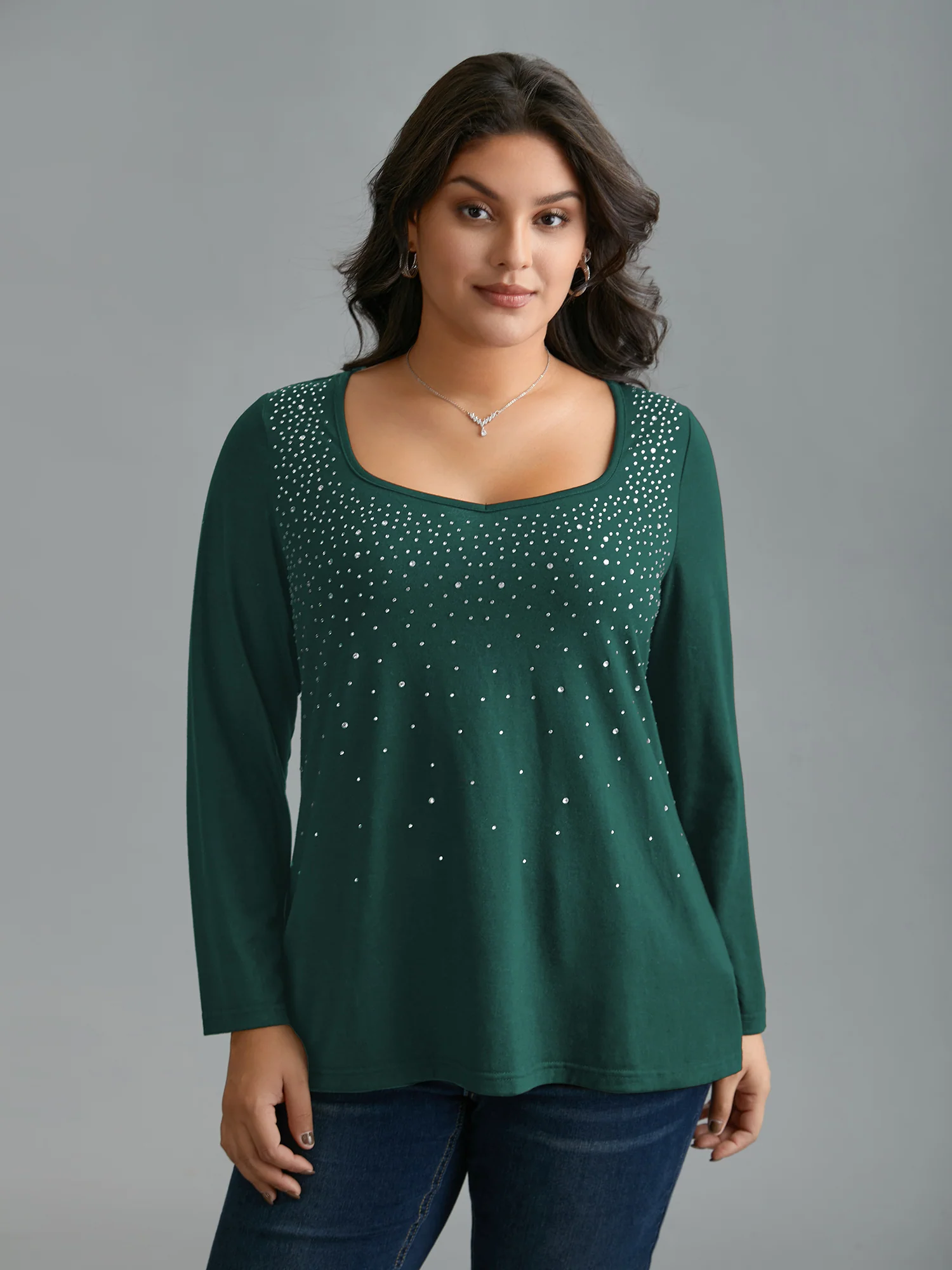 Sequin Stretchy Long Sleeve T-shirt - Image 8