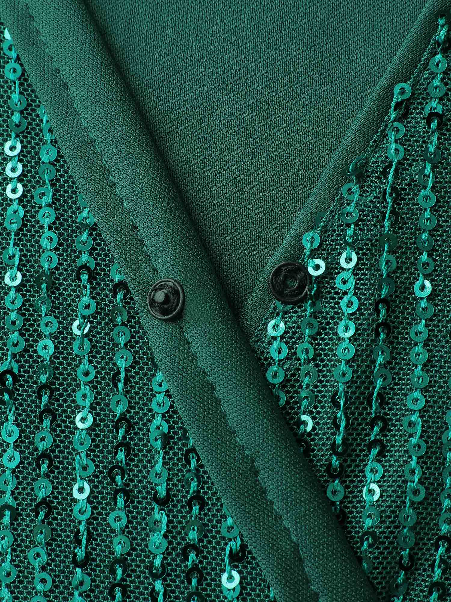 Sequin Wrap Neck Spliced Midi Dress - Image 7