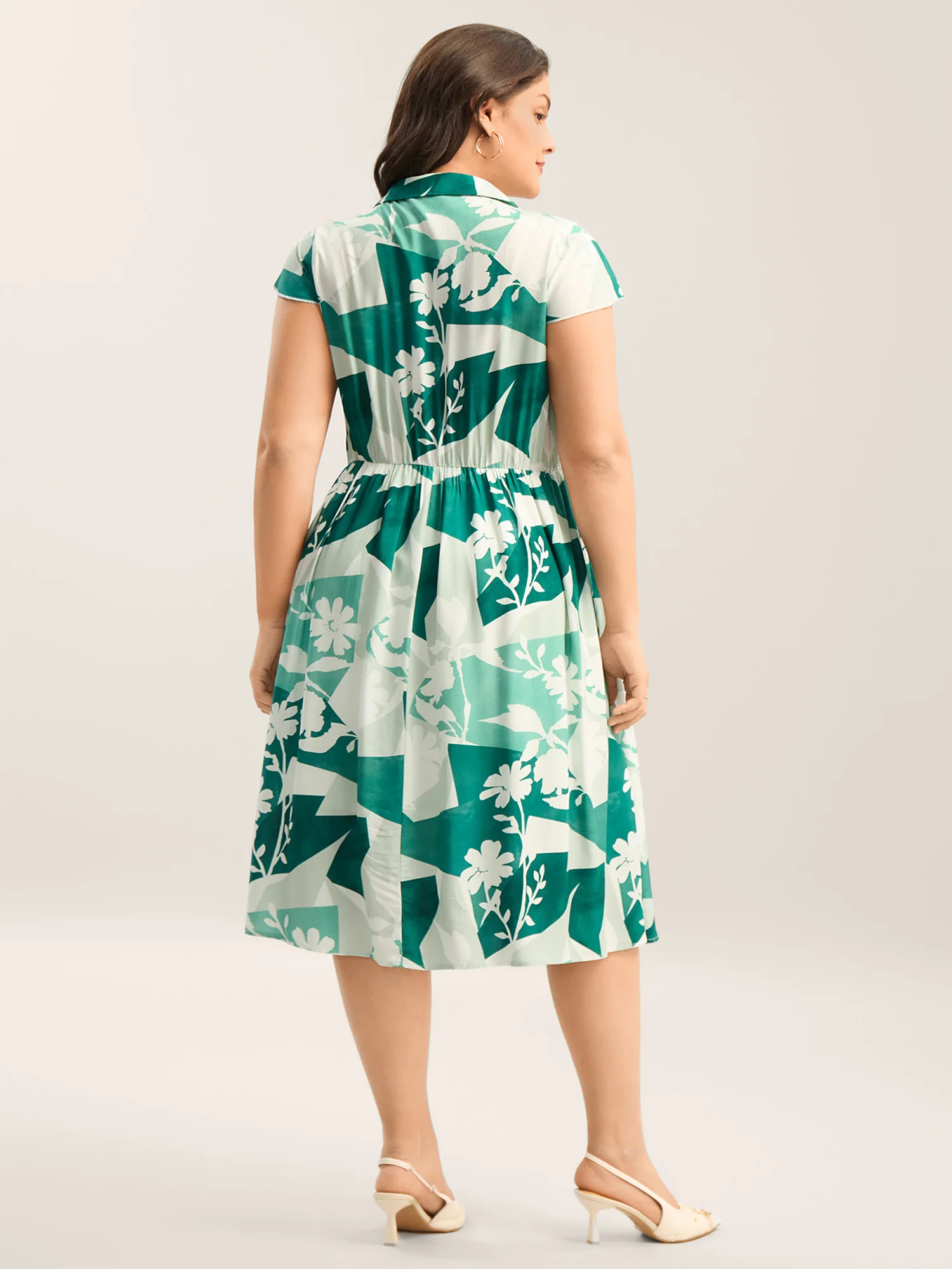 Serene Floral Print Pockets Midi Dress - Image 4