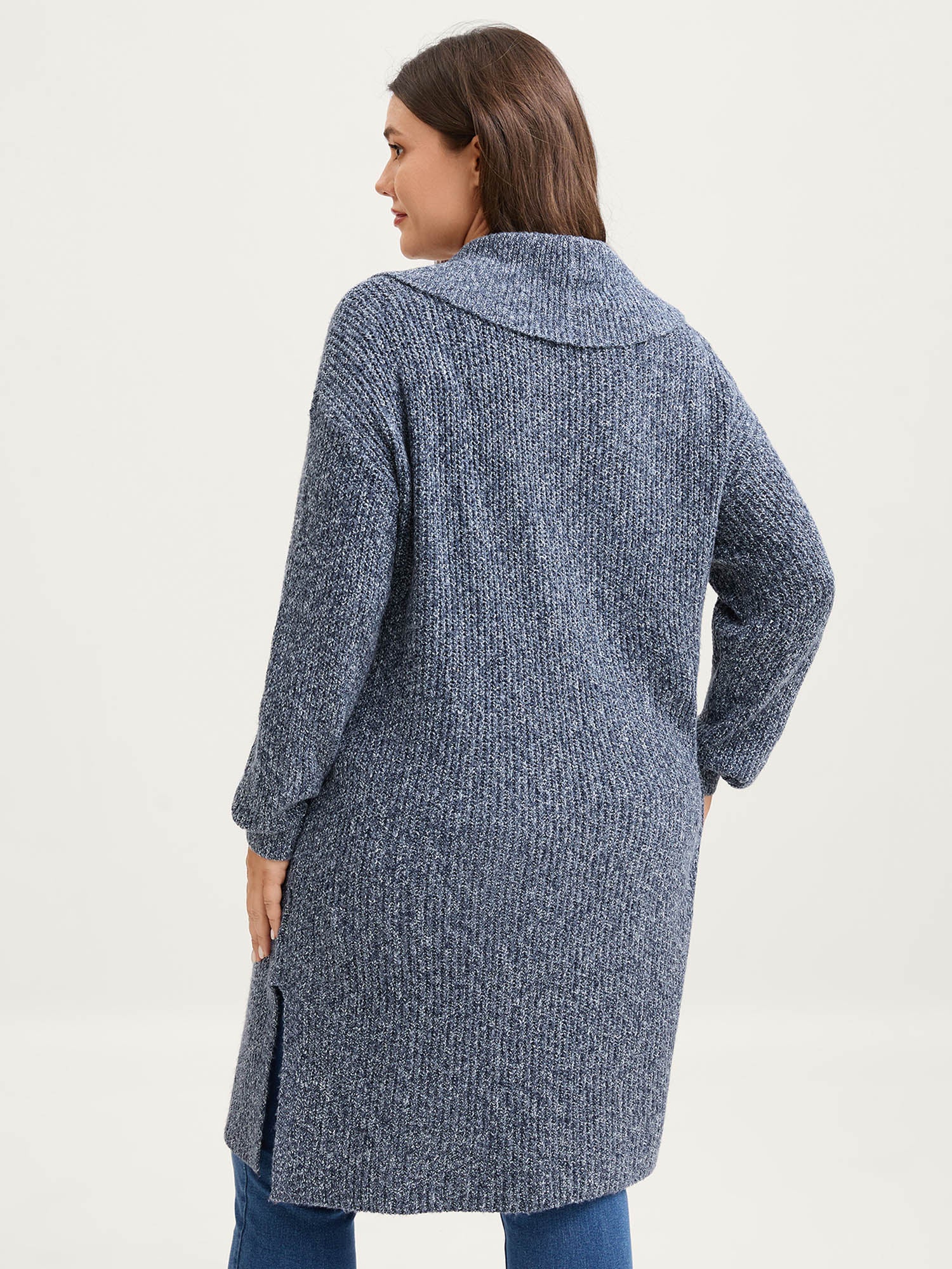 Shawl Collar Heather Pocket Knit Cardigan - Image 5