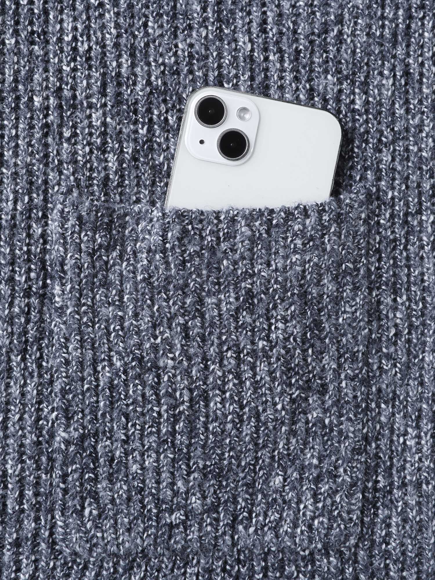 Shawl Collar Heather Pocket Knit Cardigan - Image 7