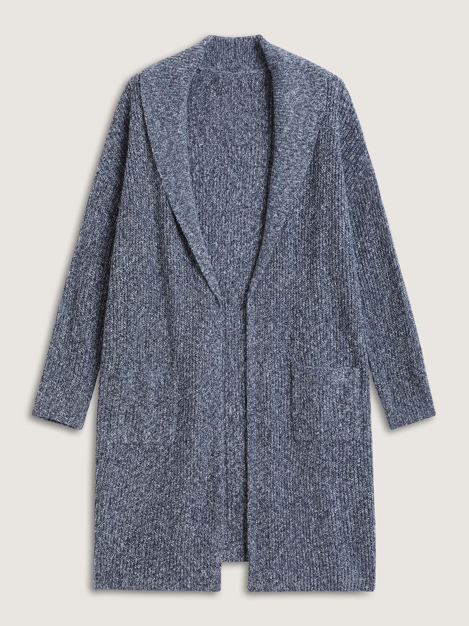 Shawl Collar Heather Pocket Knit Cardigan - Image 8