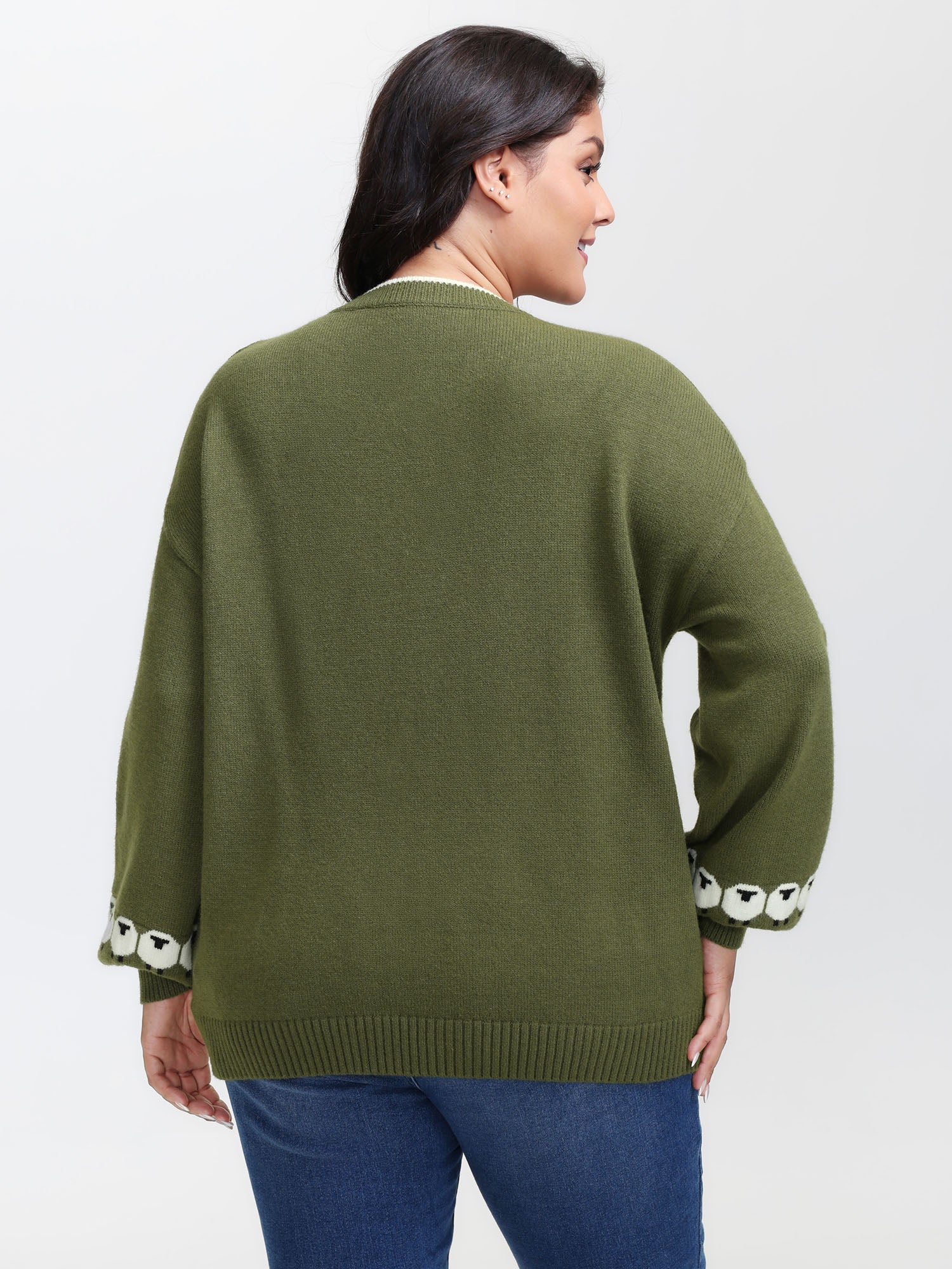 Sheep Pattern Balloon Sleeve Pullover - Image 4