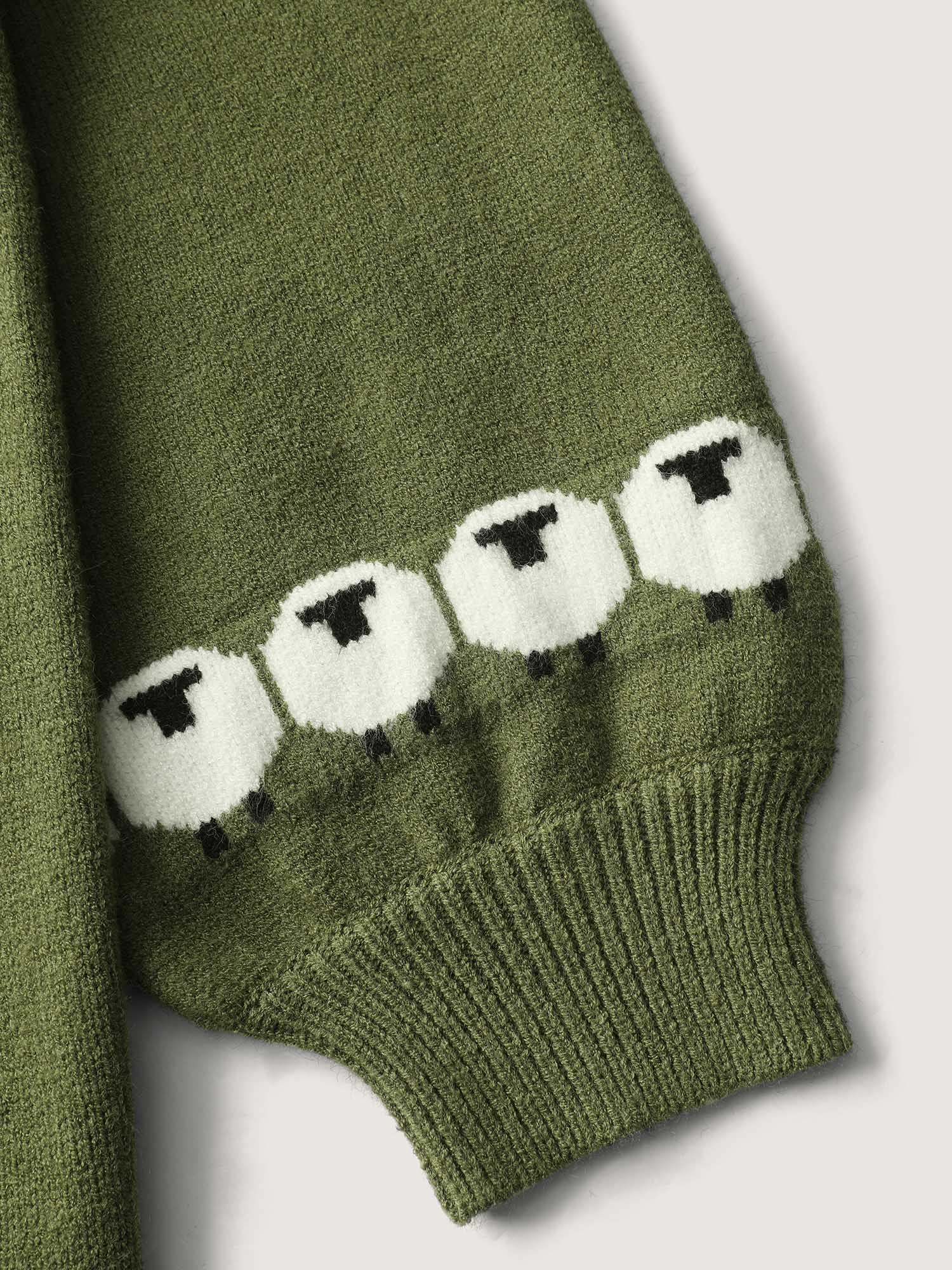 Sheep Pattern Balloon Sleeve Pullover - Image 6