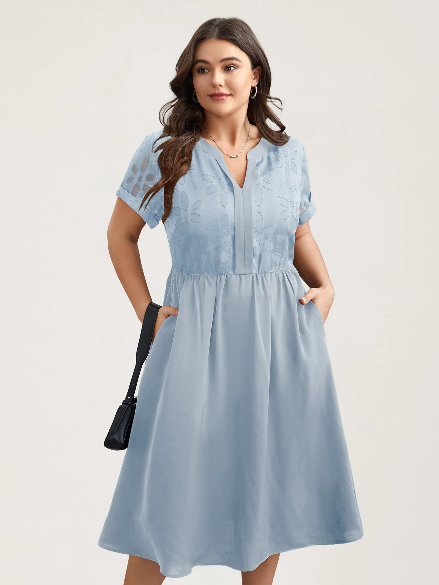 Sheer Back Textured Cut-Out Midi Dress - Image 10