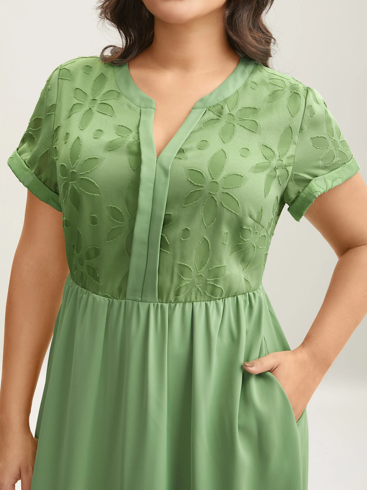 Sheer Back Textured Cut-Out Midi Dress - Image 14