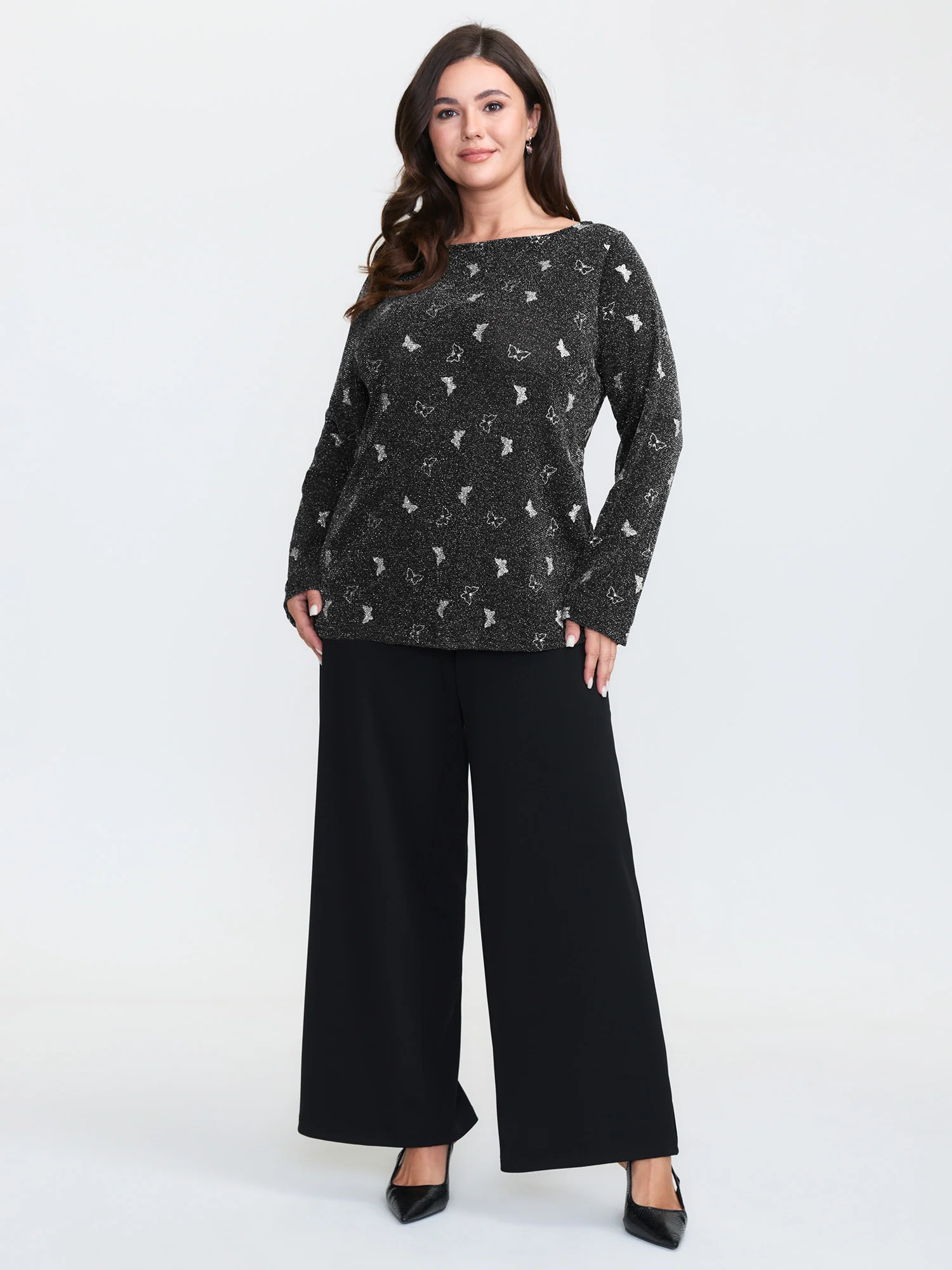 Sheer Butterfly Flocked T-Shirt - Image 3