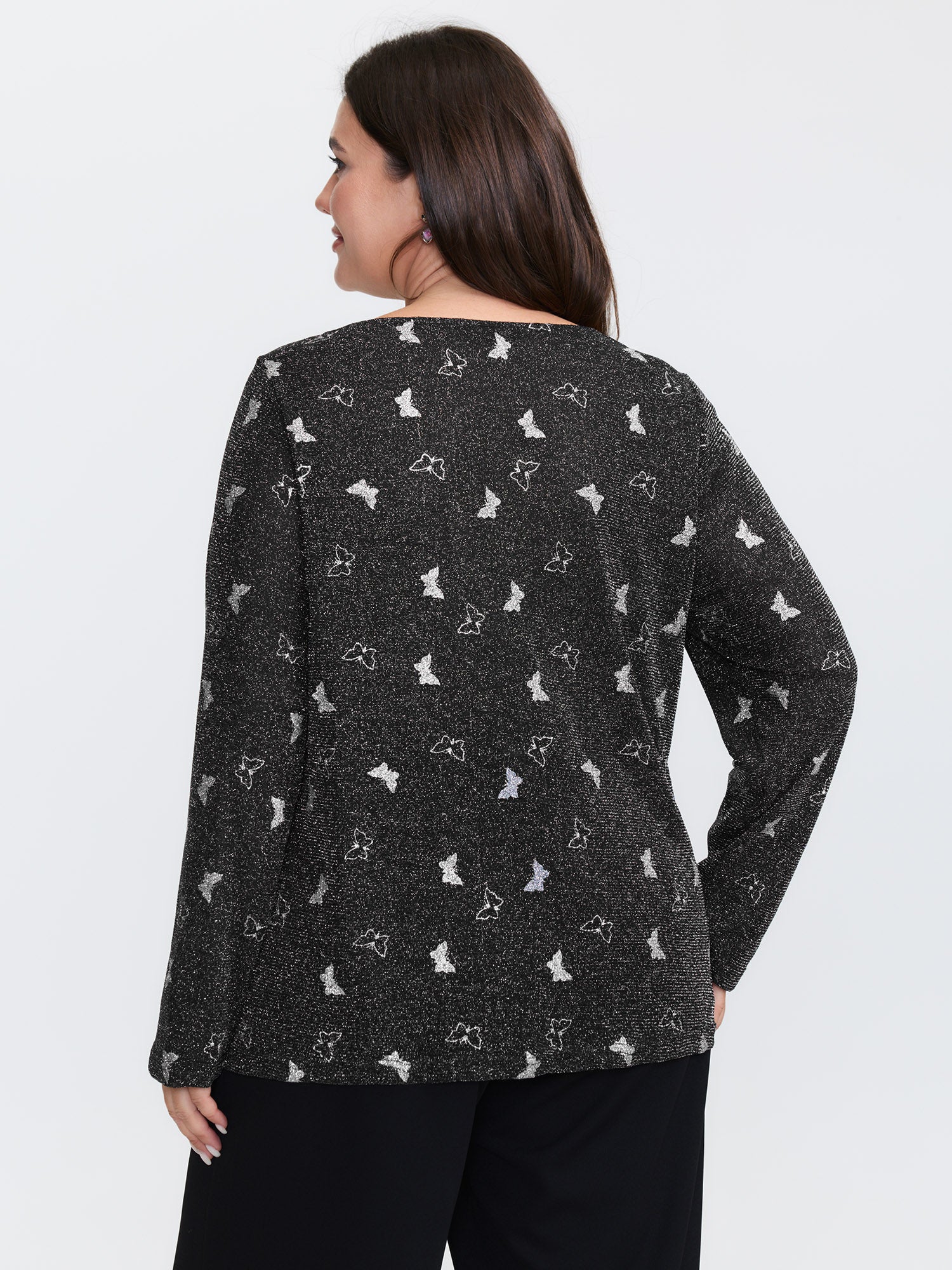 Sheer Butterfly Flocked T-Shirt - Image 4