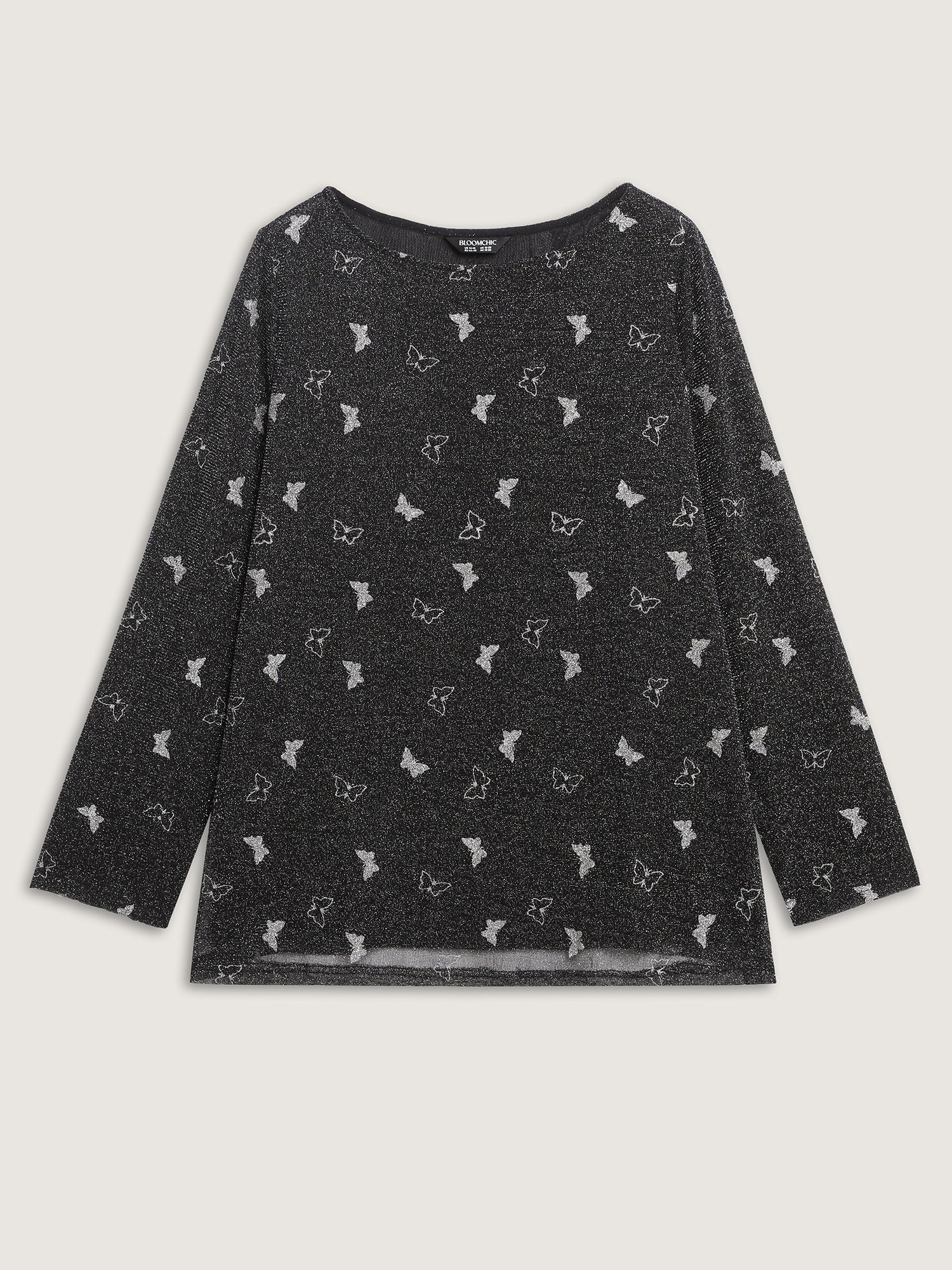 Sheer Butterfly Flocked T-Shirt - Image 7