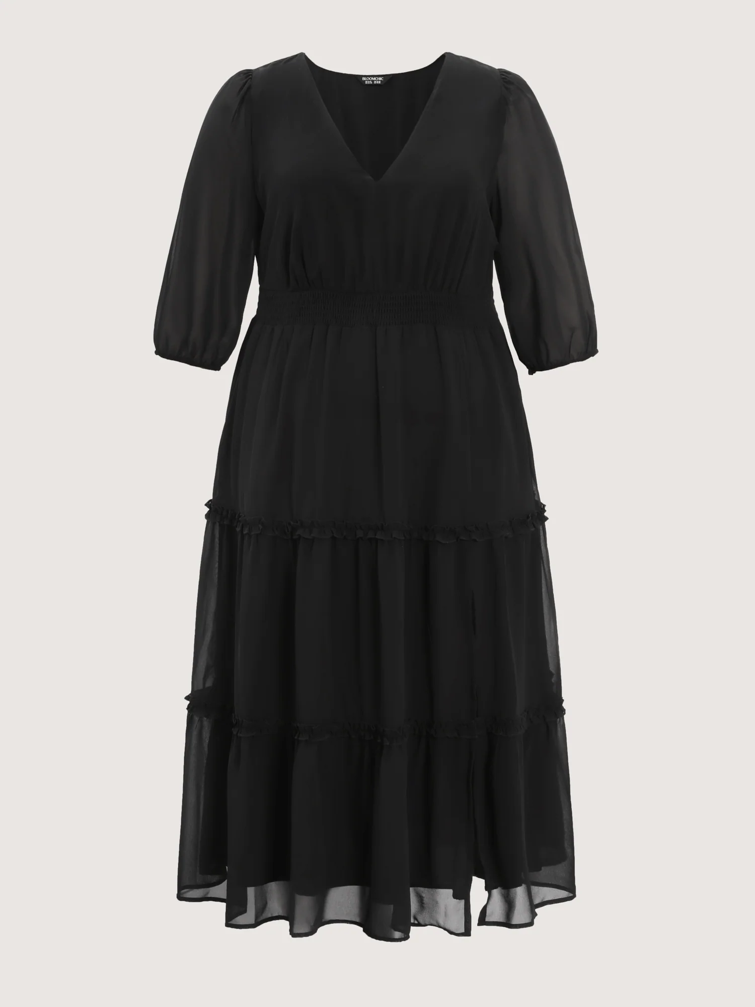 Sheer Chiffon Cinched Waist Tiered Maxi Dress - Image 8