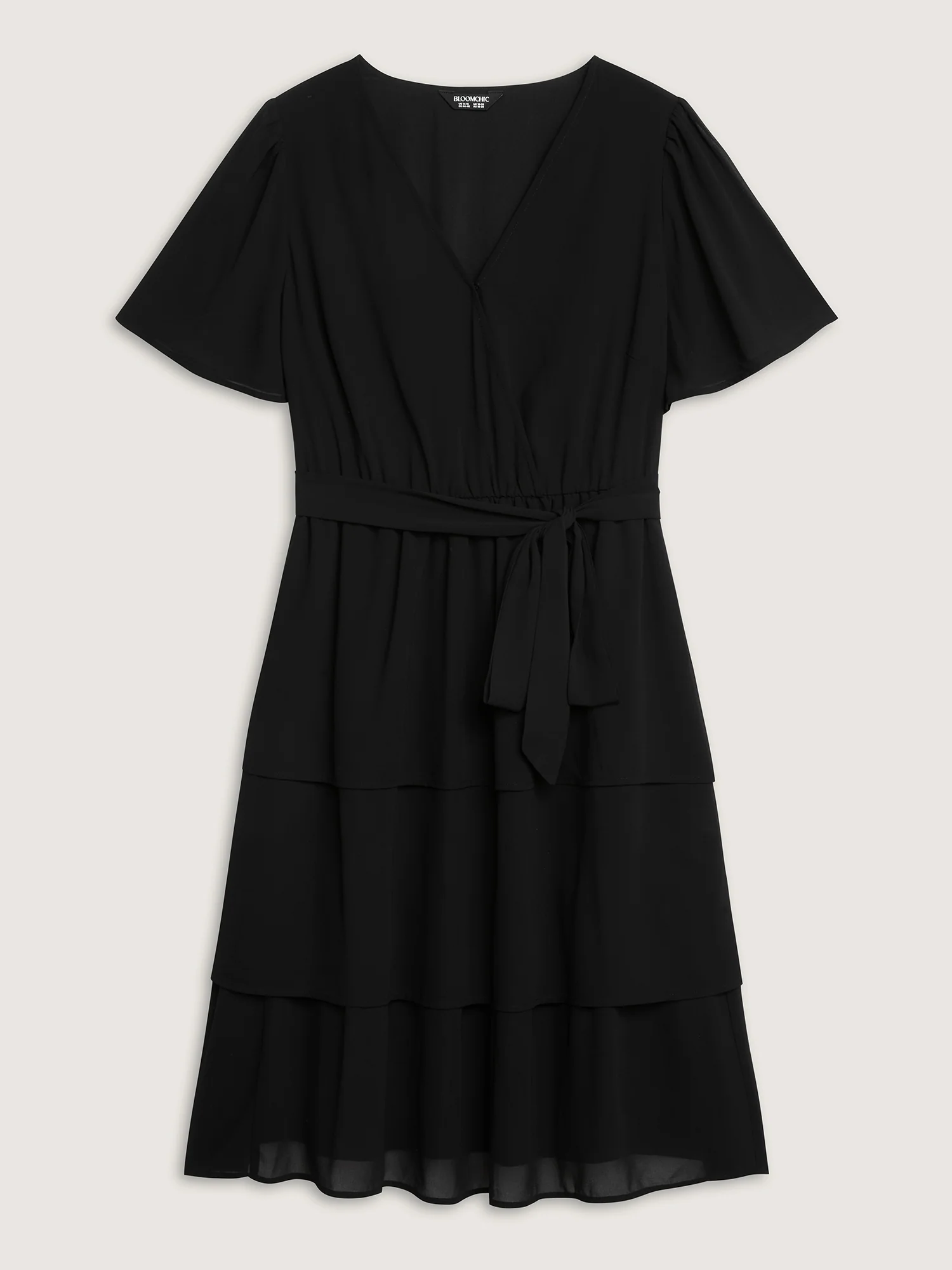 Sheer Chiffon Layered Skirt Belted Midi Dress - Image 7