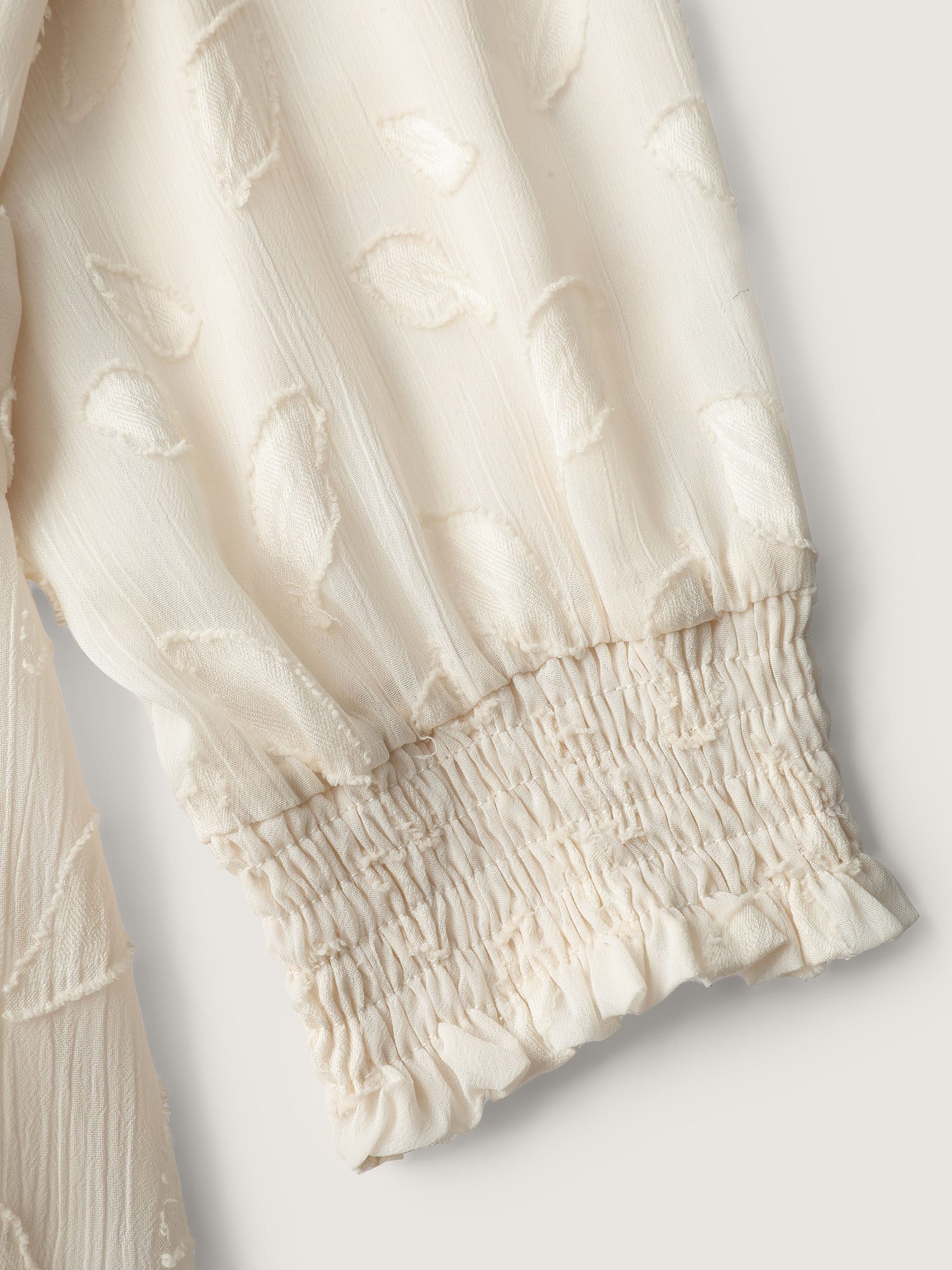 Sheer Chiffon Textured Waist-Tie Blouse - Image 5