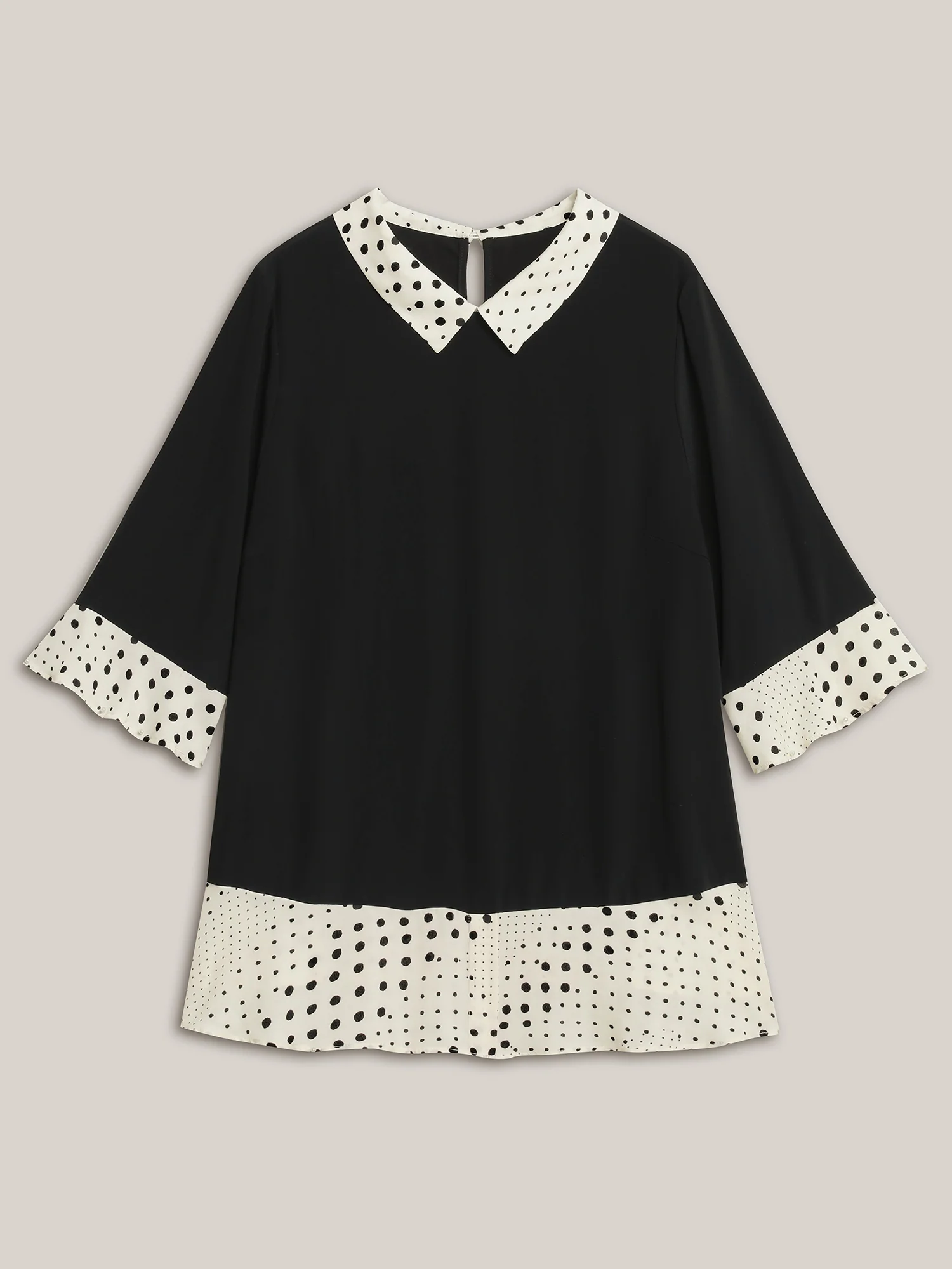 Sheer Color Contrast Spliced Collar Blouse - Image 7