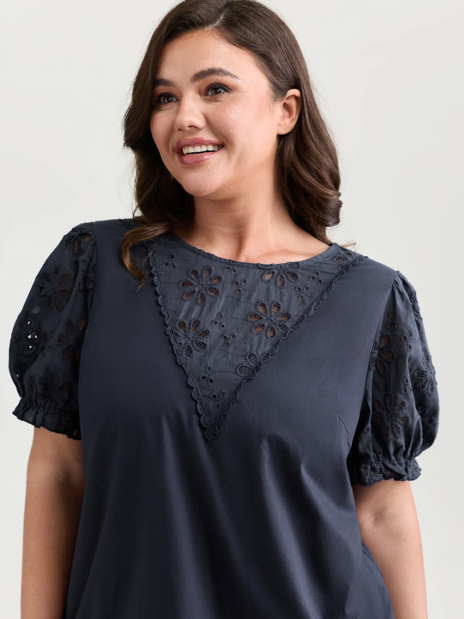 Cotton Sheer Floral Cut-Out Embroidered Blouse - Image 2