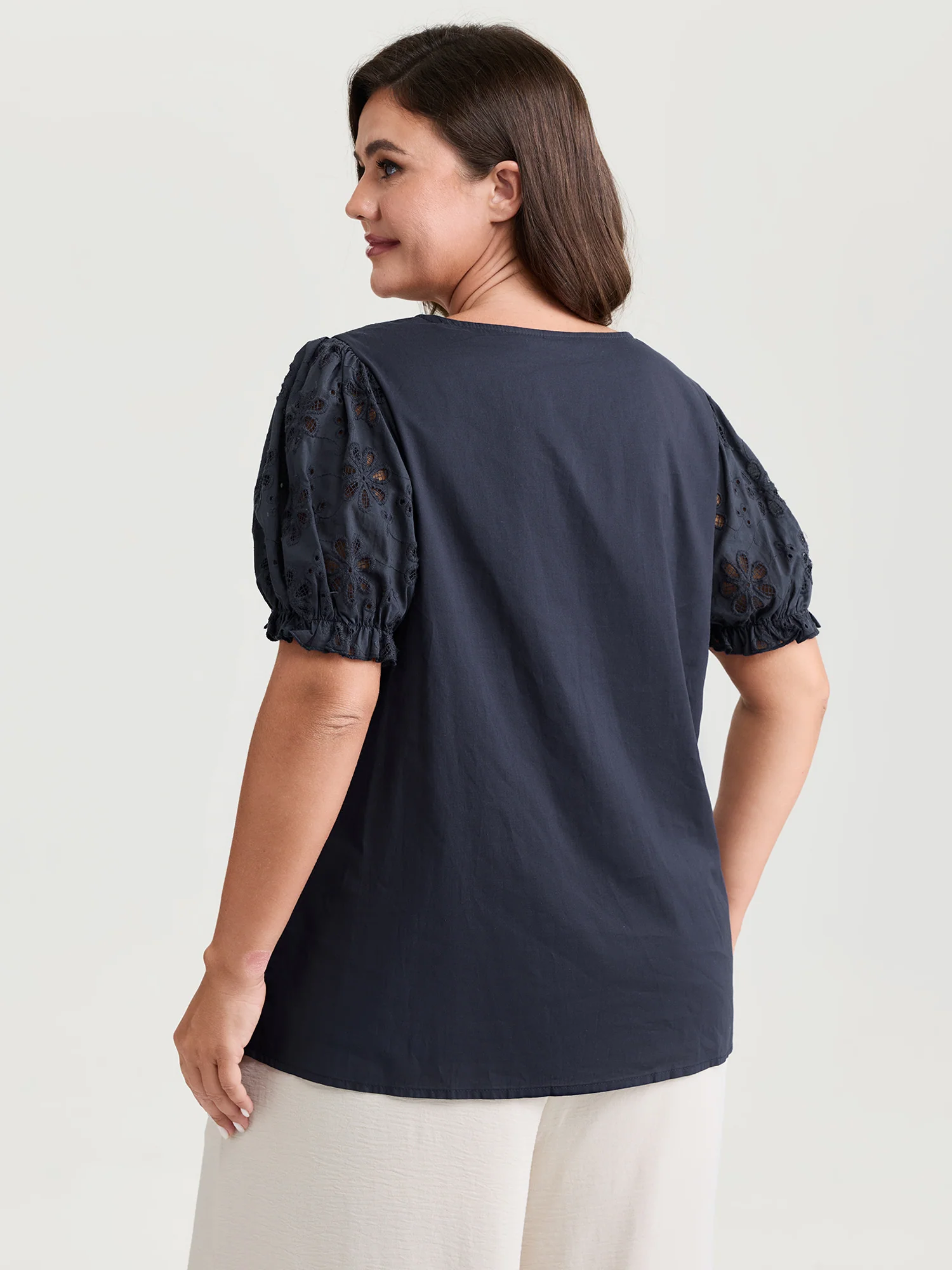 Cotton Sheer Floral Cut-Out Embroidered Blouse - Image 4