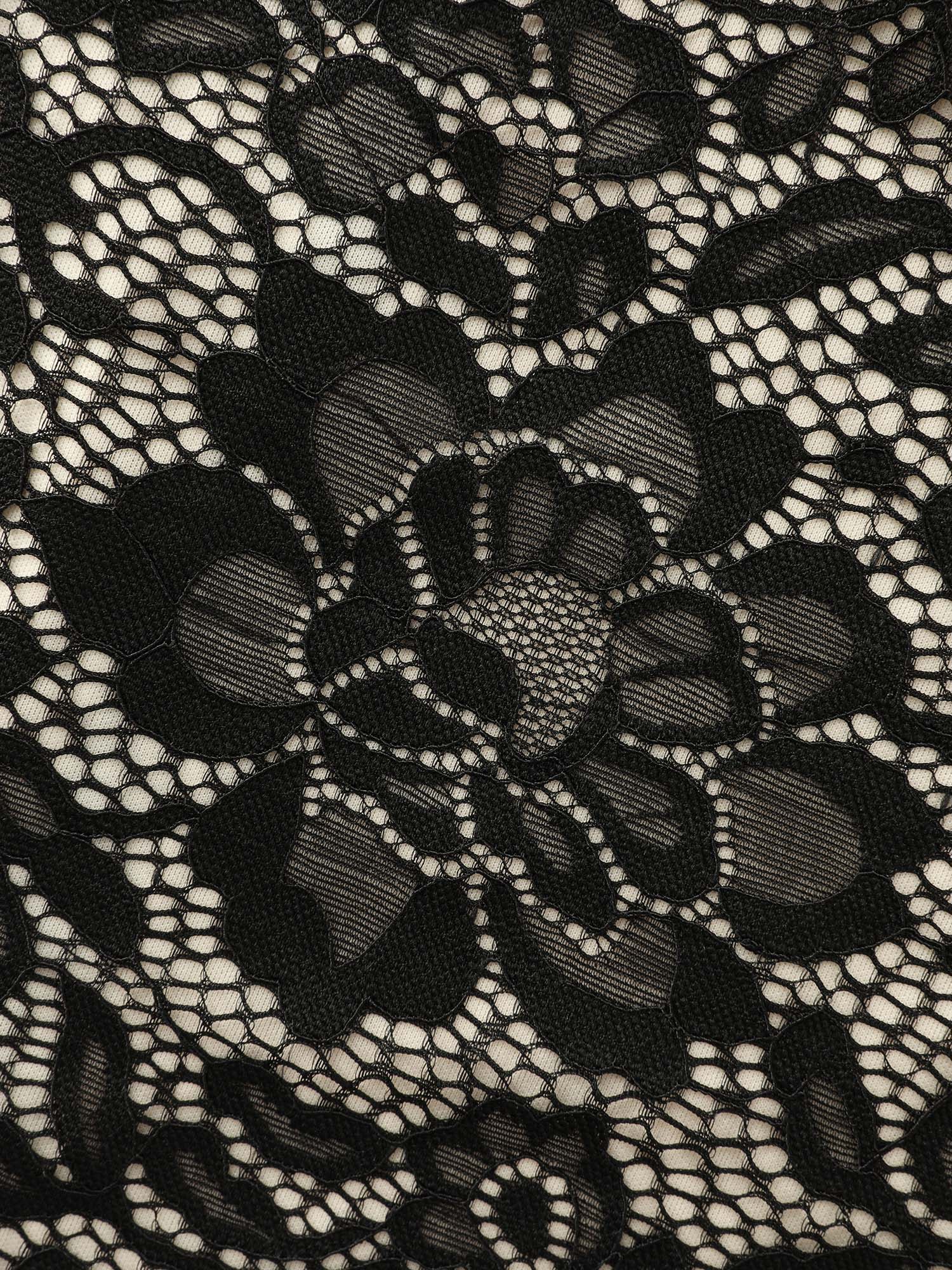 Sheer Floral Lace Scoop Neck Mini Dress - Image 5