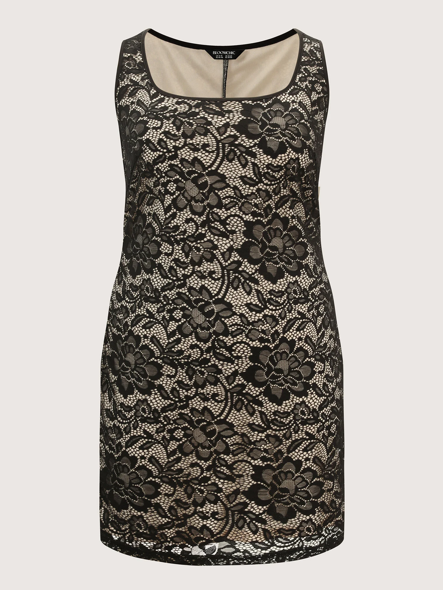 Sheer Floral Lace Scoop Neck Mini Dress - Image 7