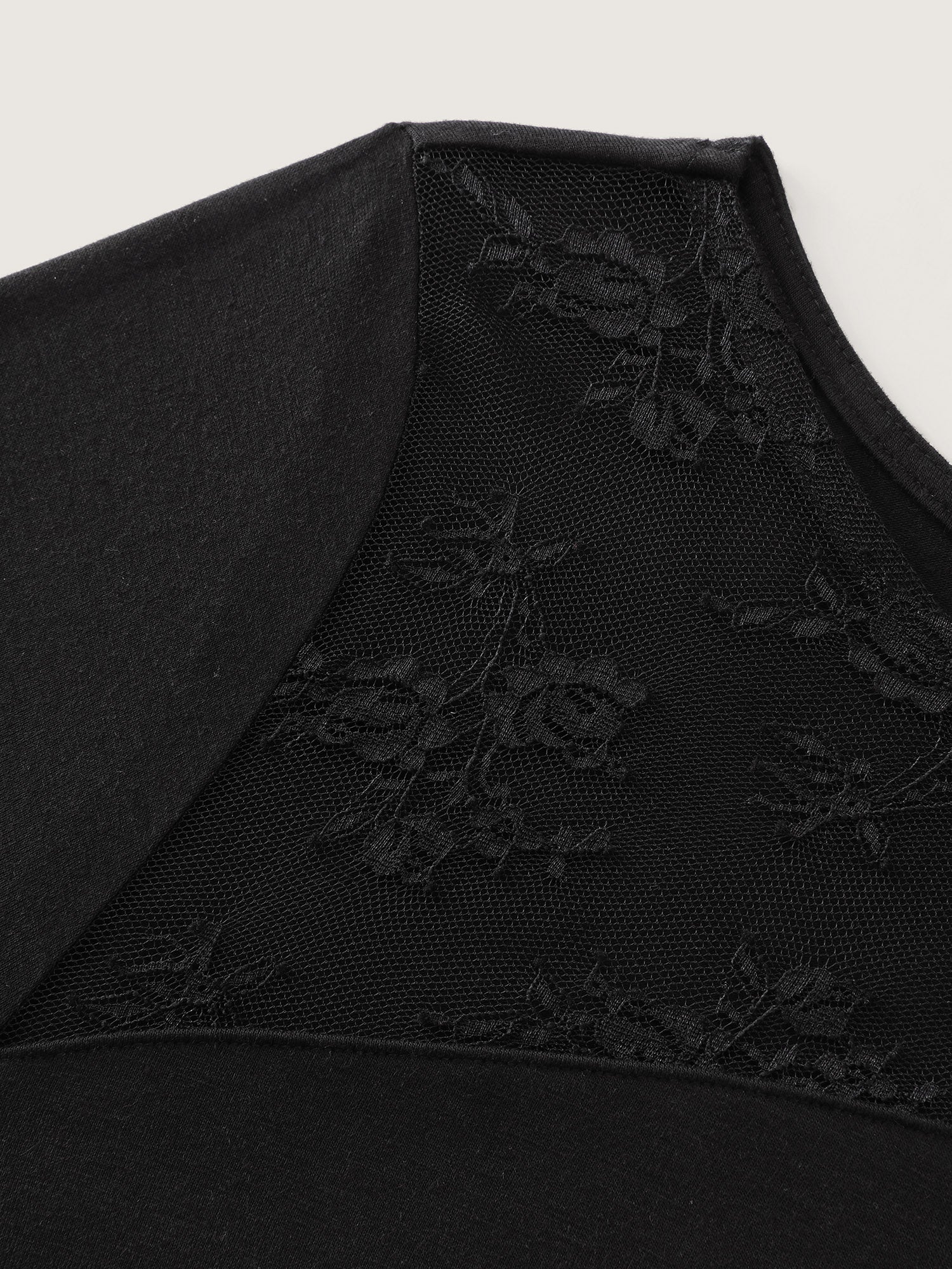 Sheer Floral Lace Trim Sheer T-Shirt - Image 6