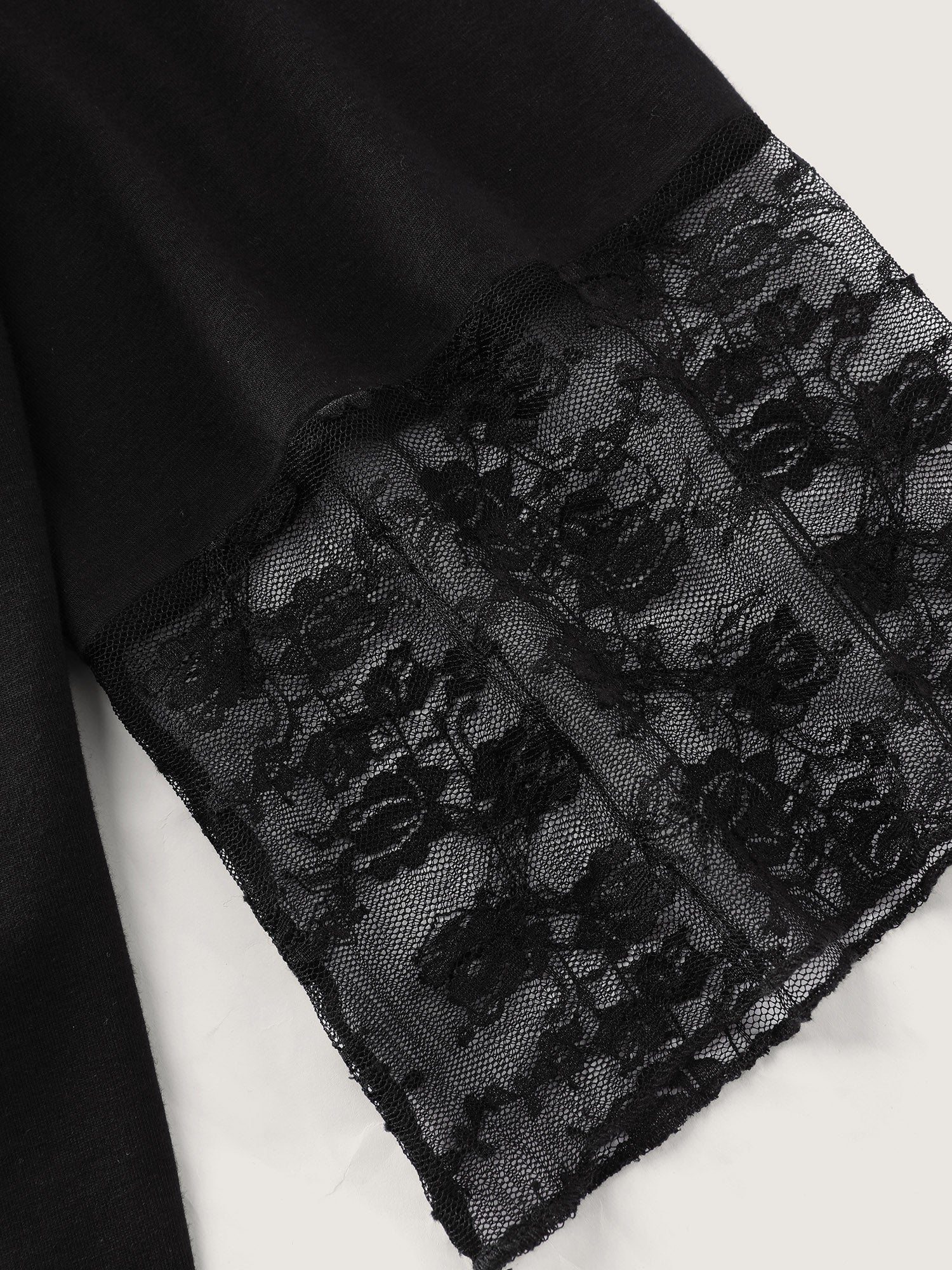 Sheer Floral Lace Trim Sheer T-Shirt - Image 7