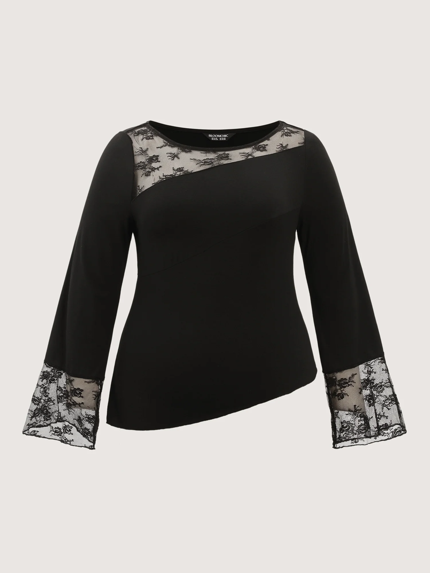 Sheer Floral Lace Trim Sheer T-Shirt - Image 8