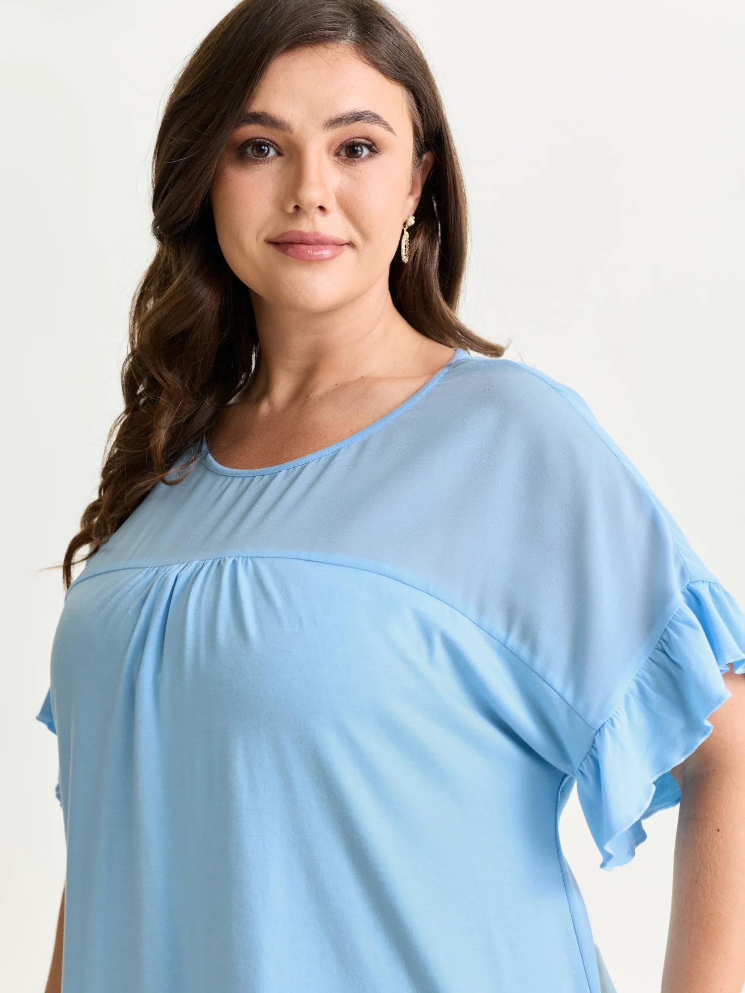 Sheer Floral Print Contrast Knit Top - Image 17