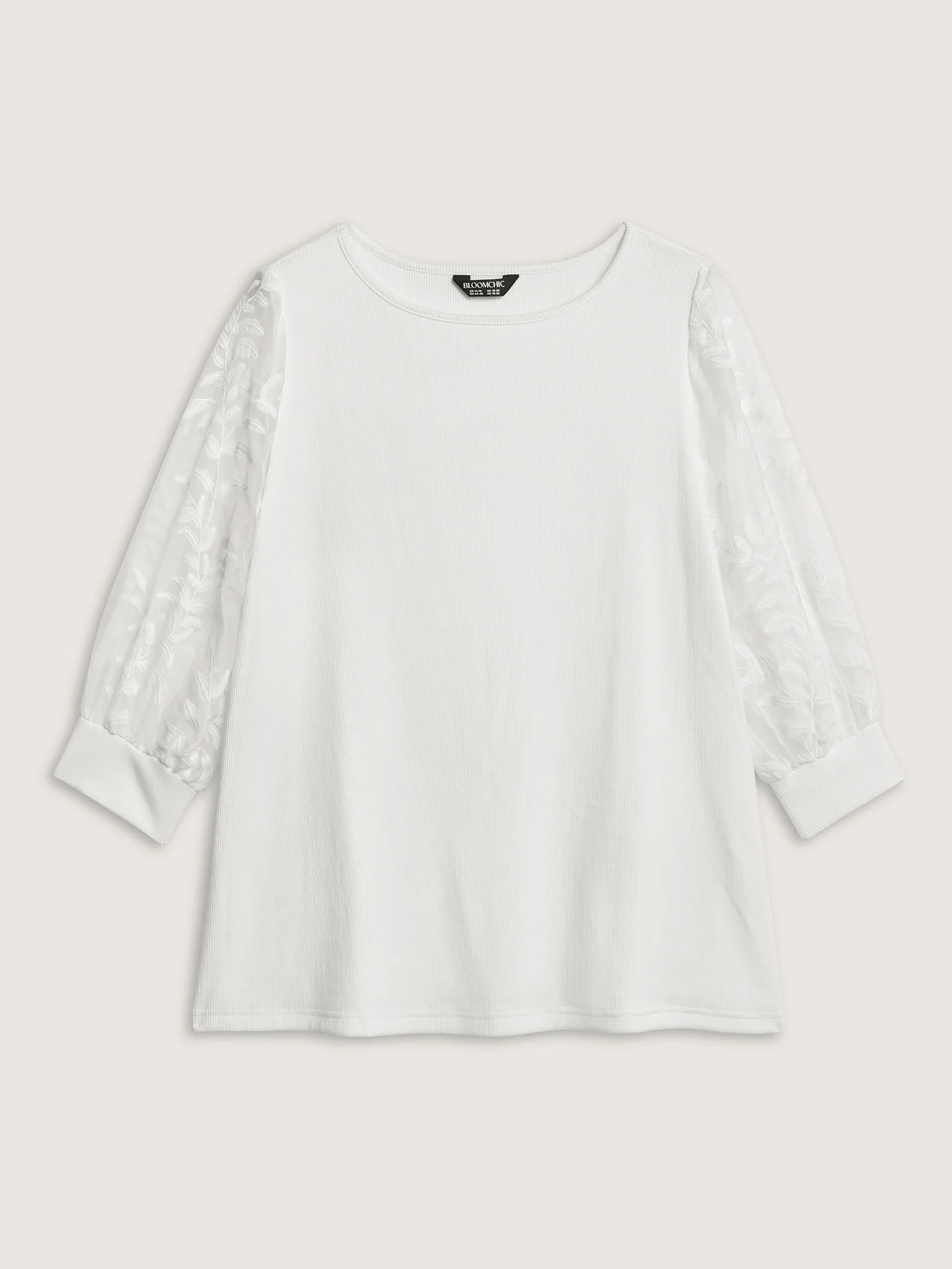 Sheer Floral Sleeve Spliced Blouse - Image 7
