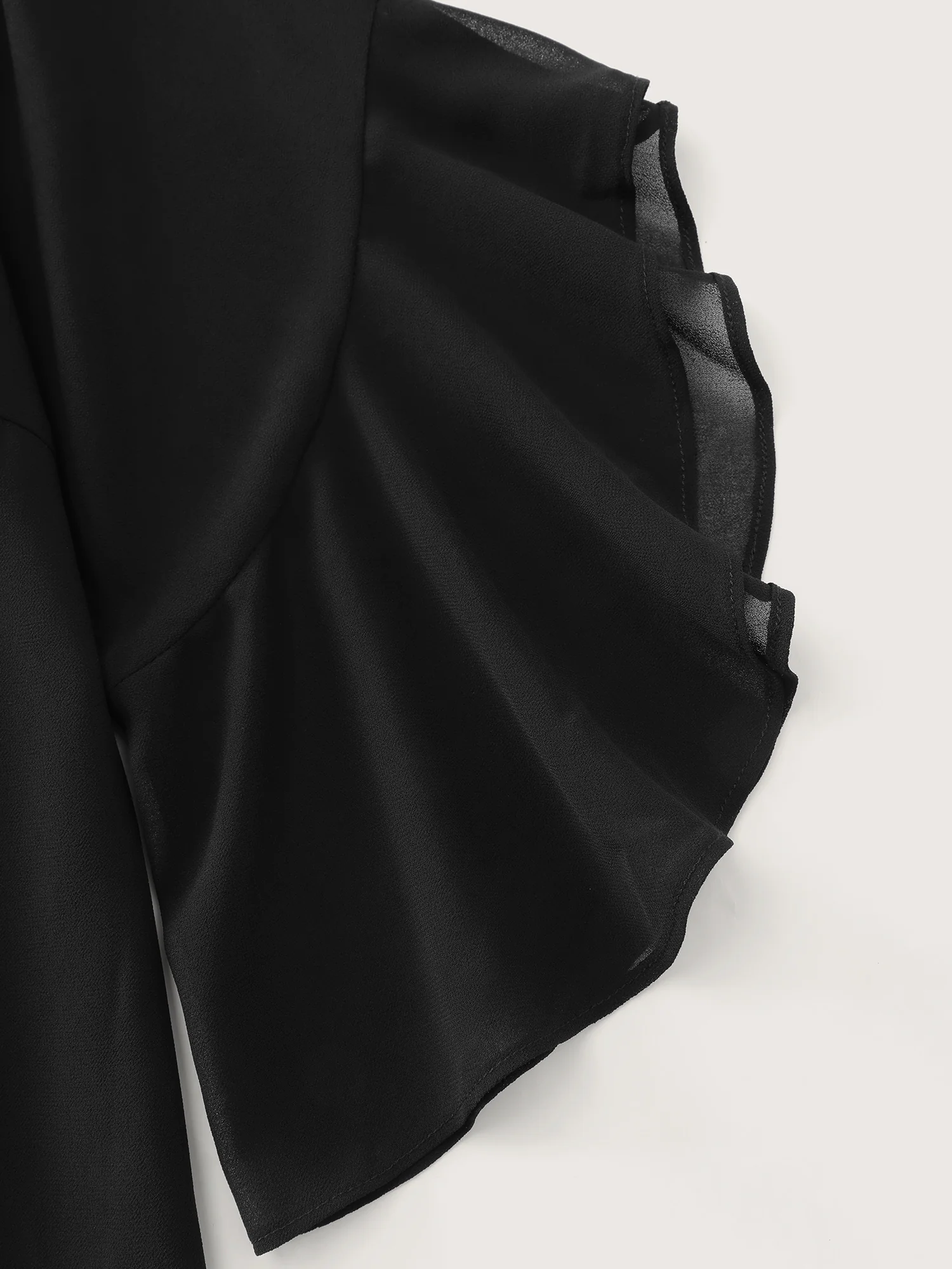 Sheer Flowy Ruffled Sleeve Plain Blouse - Image 5