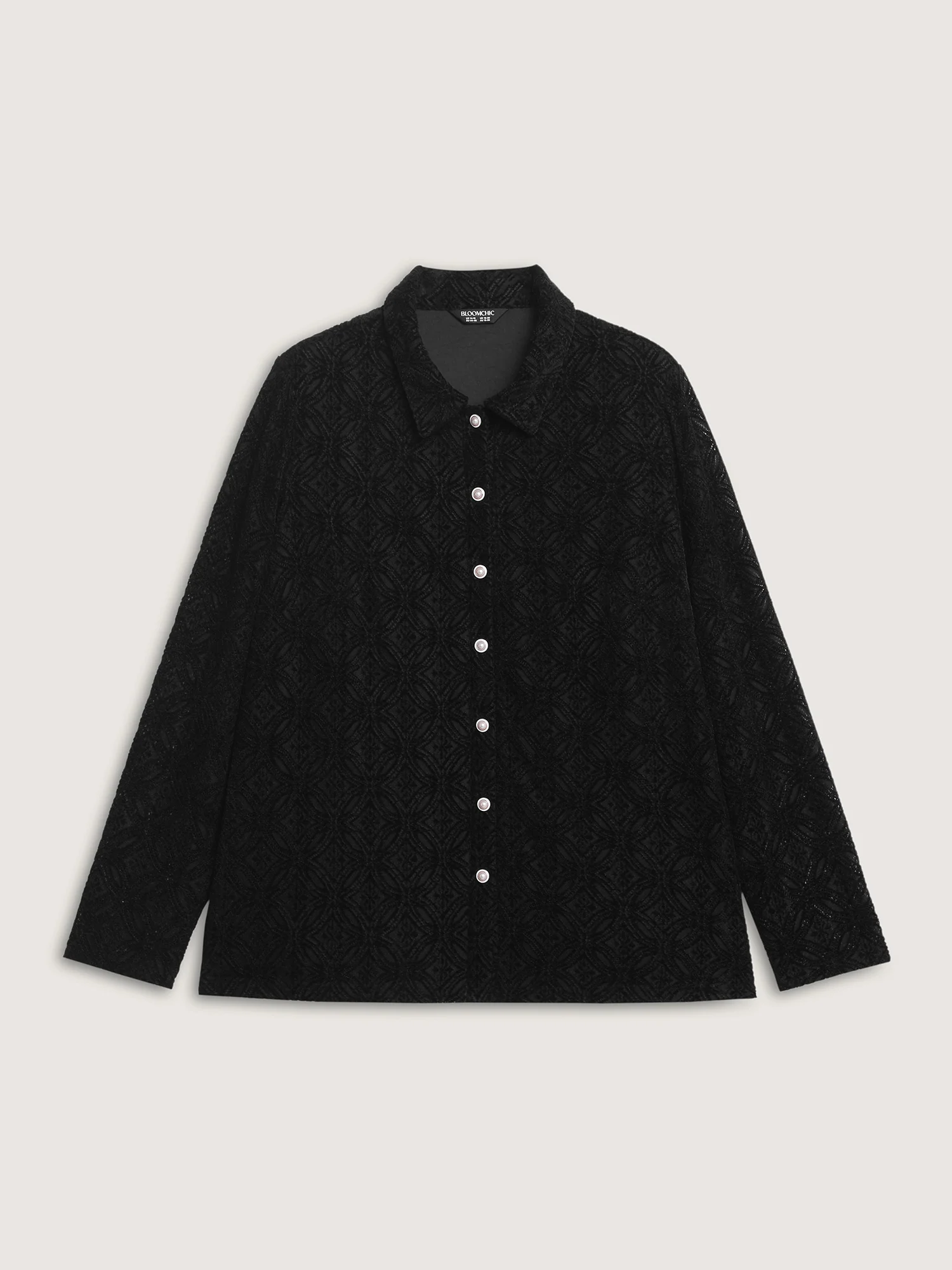 Sheer Lace Button-Down Shirt - Image 7