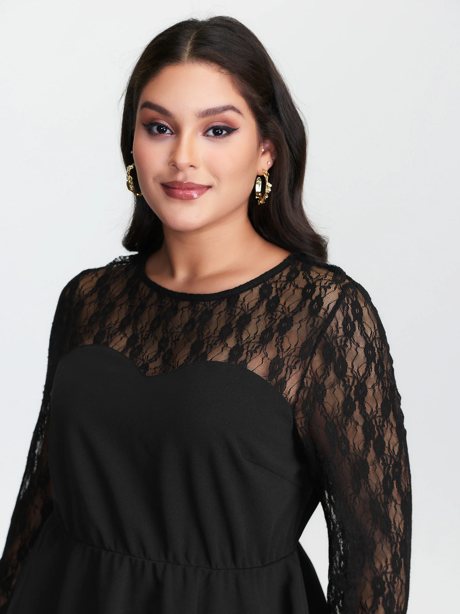 Sheer Lace Crisscross Plain Top - Image 3